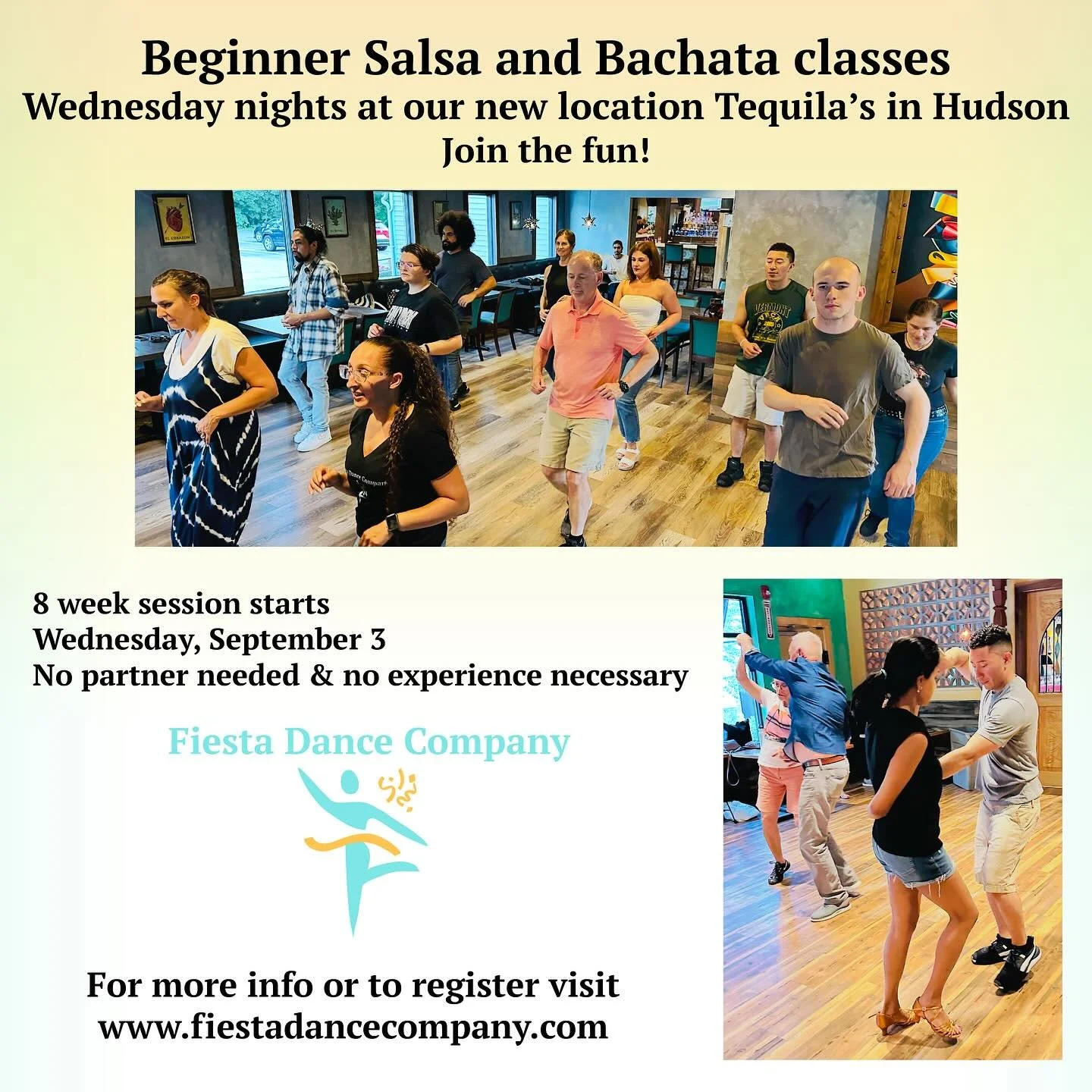 Come dance with us! New Session starts September 3 at #tequilashudson #fiestadancecompany