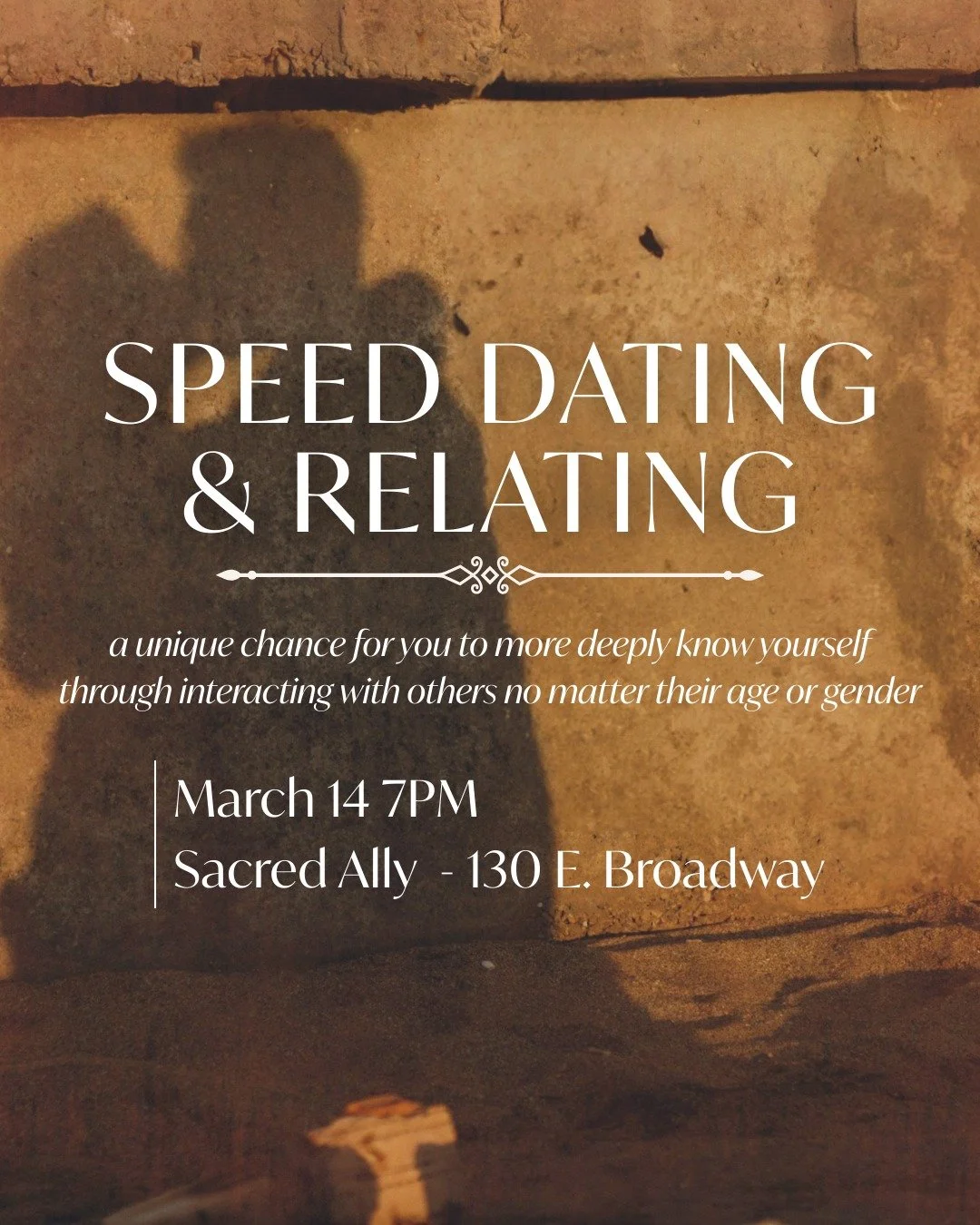 Have you been wishing for that magical meet-cute instead of mindlessly scrolling on dating apps?

Speed Dating &amp; Relating is a playful evening of meaningful mini-dates, guided connection, and conversation. All ages, genders, and orientations welc