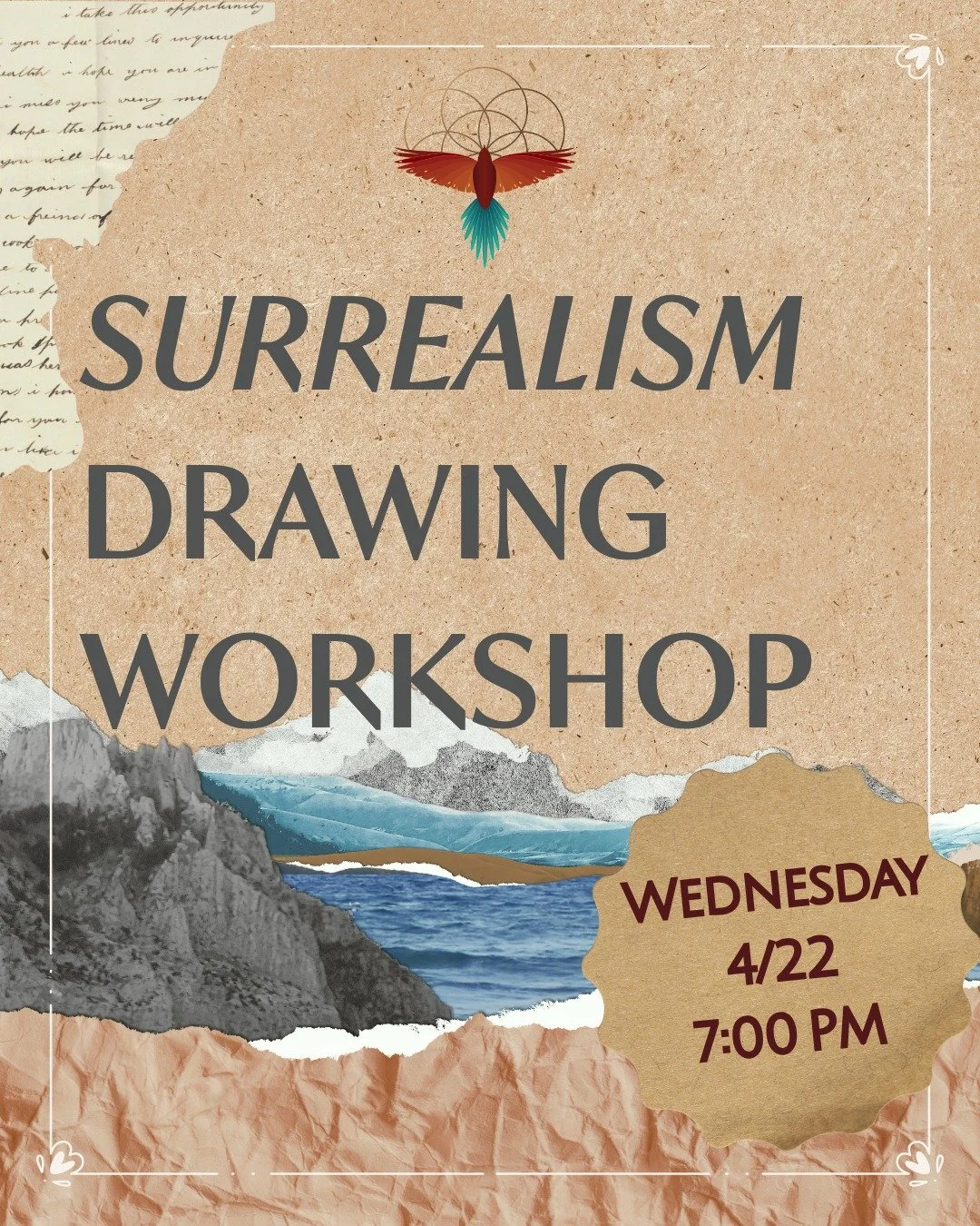 🌀 What might come through if you let your mind wander?

This Wednesday at 7pm, join us for a Surrealism Drawing Workshop with Kaelee Thompson. 

This event will provide a creative, meditative space to explore the subconscious through art. No experie