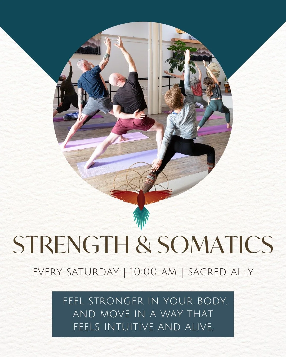 ✨ Join us Saturdays for Strength &amp; Somatics ✨ a bodyweight strength class that weaves in somatic regulation techniques and embodied expression. 

It&rsquo;s for anyone who has ever felt bored, disconnected, or boxed in by traditional gym spaces t