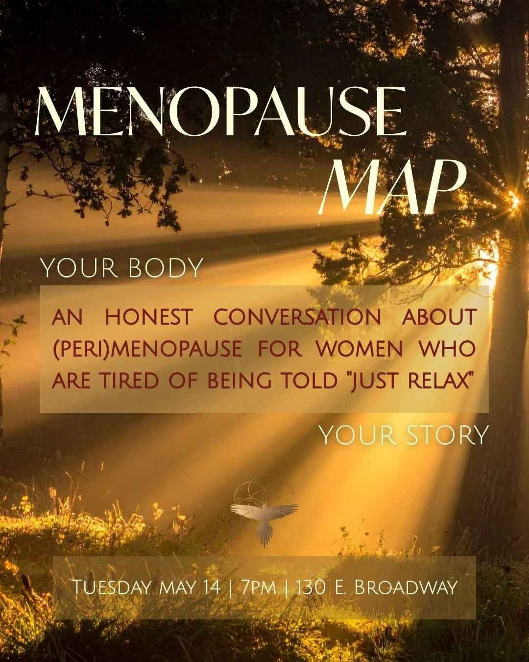 Tired of being told "just relax"?

Missy, the Menopause Midwife, is leading an incredible gathering to unpack the "hormone chatter" and put you in tune with your body and community. 

This month focuses on estrogen. We're rejectin