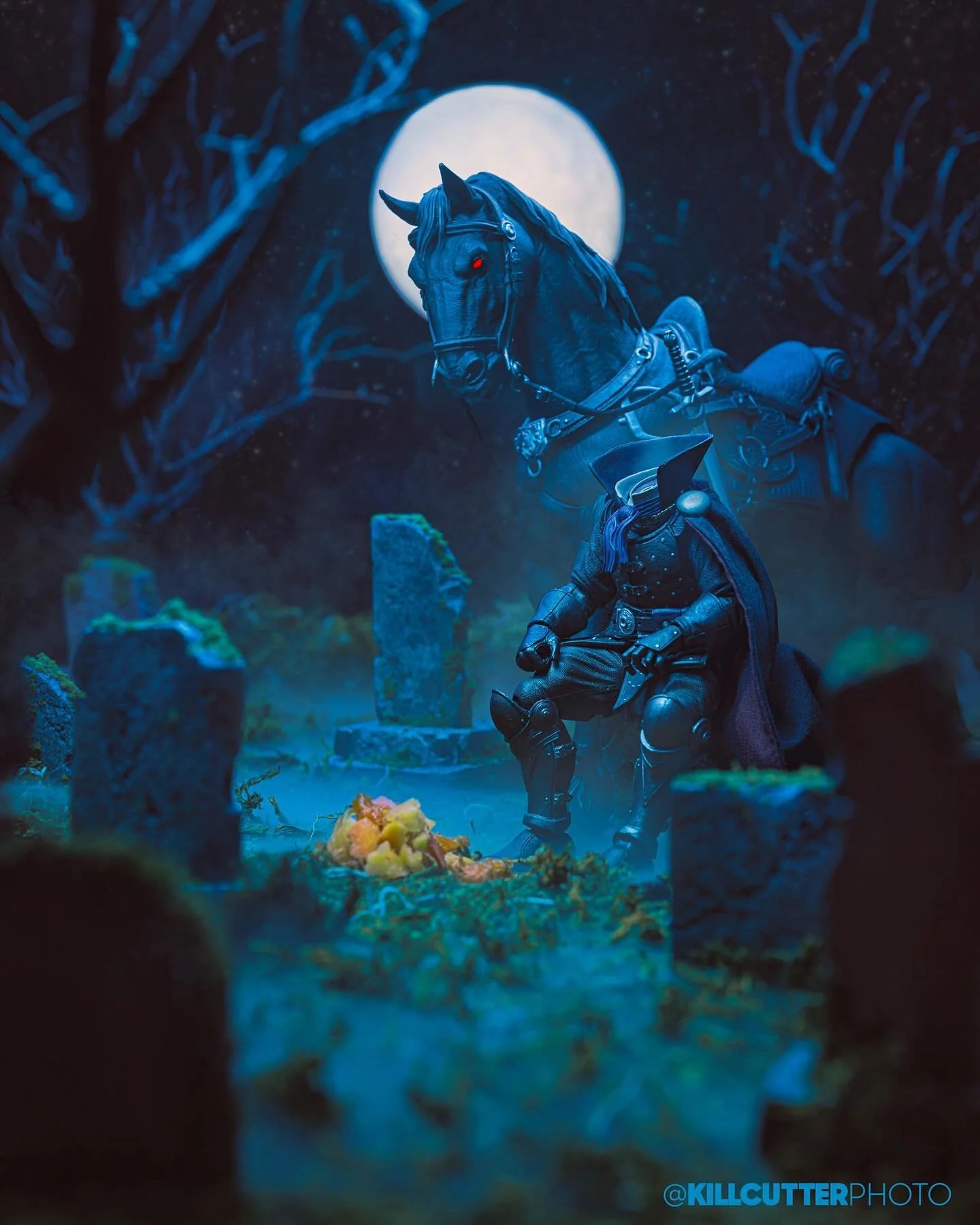 &ldquo;The Rider&rsquo;s Lament&rdquo;
The poor Horseman had his big &lsquo;ole pumpkin head smashed to pieces. Whatever will he do now?

Happy Halloween! I hope you all are having a better day than this guy. 

#happyhalloween #halloween #headlesshor
