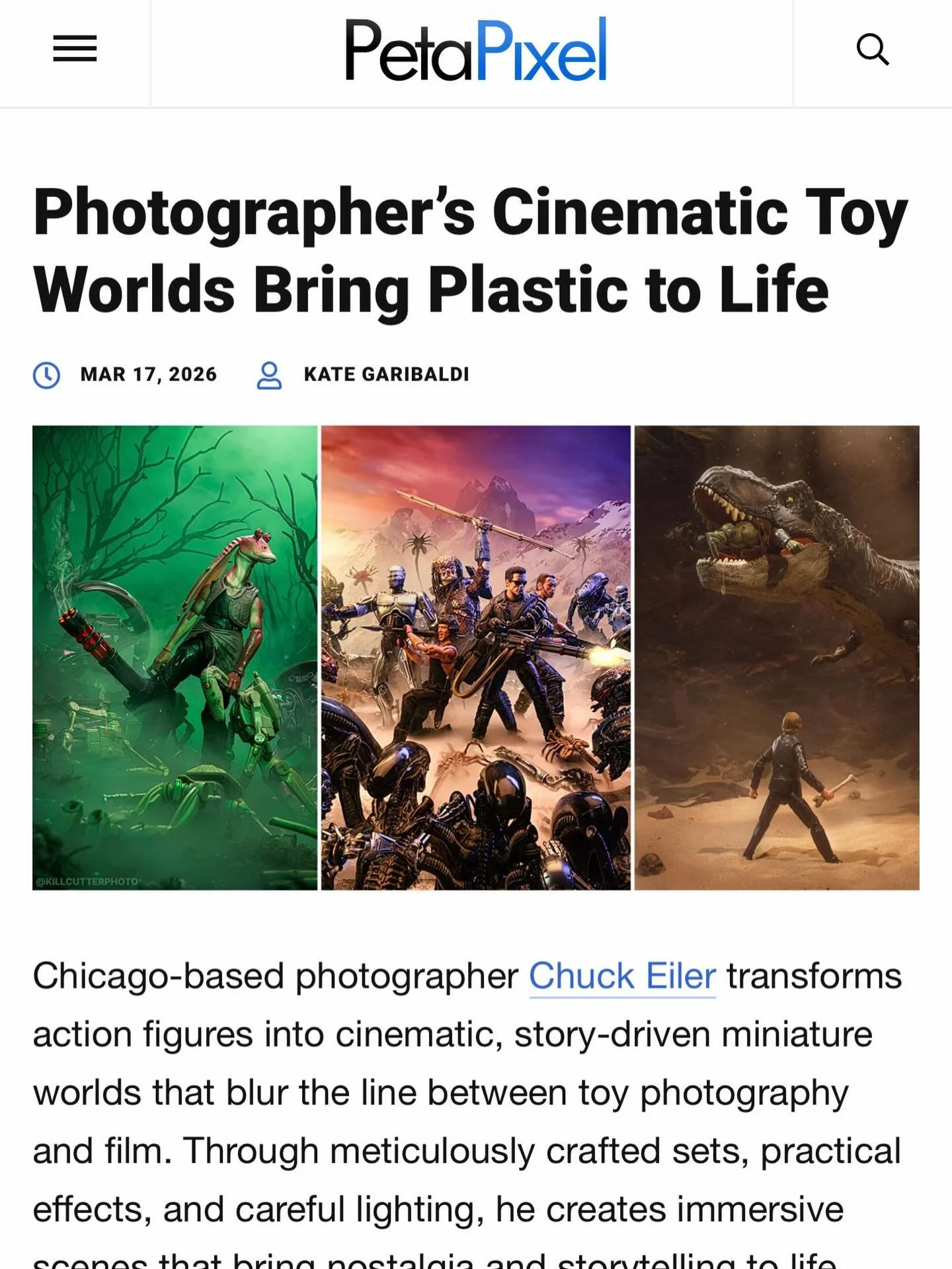 What an honor! Huge thank you to @petapixel for this wonderful spotlight feature!

I never thought shooting action figures as a fun hobby and creative outlet would end up with me being featured in one of my favorite photography publications. Life is 