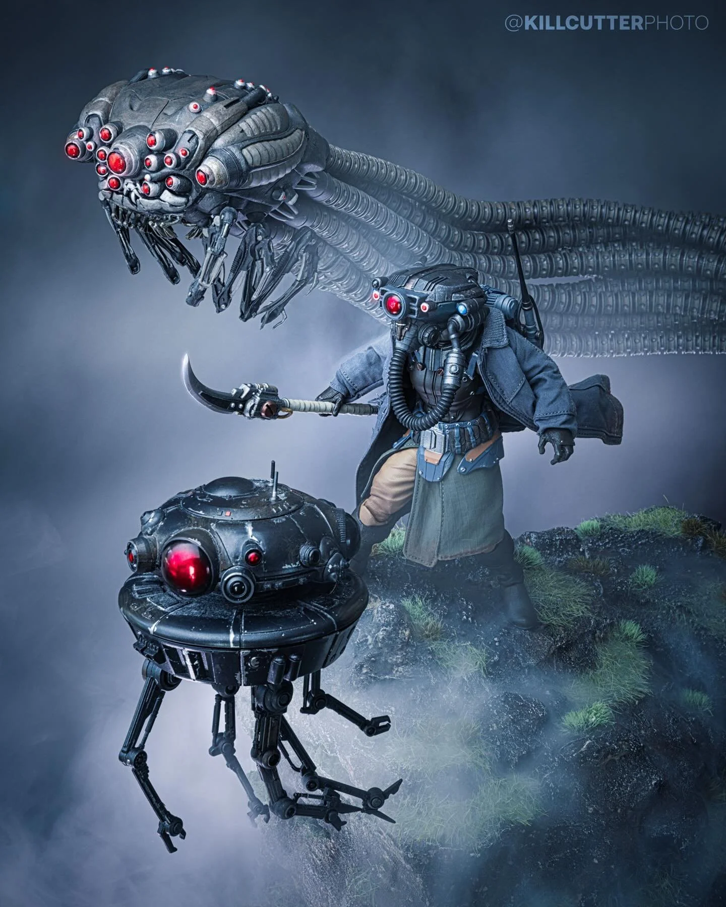 &ldquo;Probing the Galaxy&rdquo; 
The Cosmic Legion Kurnn Ray is a damn cool looking figure and kinda reminded me of a few other sci-fi icons. So I thought they would pair well together as they search the galaxy looking for their bounties. What do yo