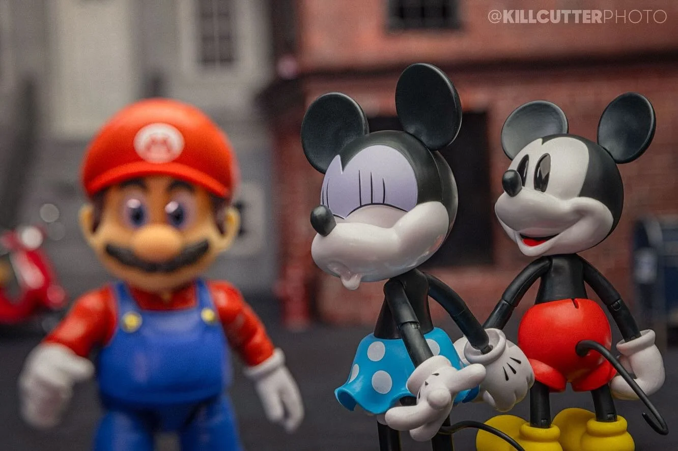 &ldquo;Distracted Minnie&rdquo;
Here&rsquo;s my attempt at recreating one of the greatest internet memes of all time&mdash;in toy form.

Mattel Disney 100th Anniversary Mickey &amp; Minnie Mouse Figure Two-Pack and Jakks Pacific Mario at IN STOCK now