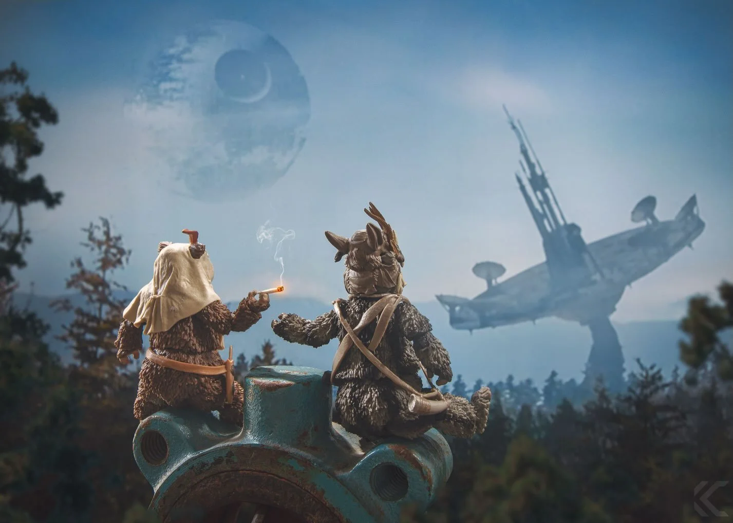 So did the Ewoks just watch while the Empire build a planet-killing machine? Yes, I do believe they did.

#throwback to August 2022.

&ldquo;Enjoying the View&rdquo;
I found these machine parts a few years ago and I thought they could be a unique pro