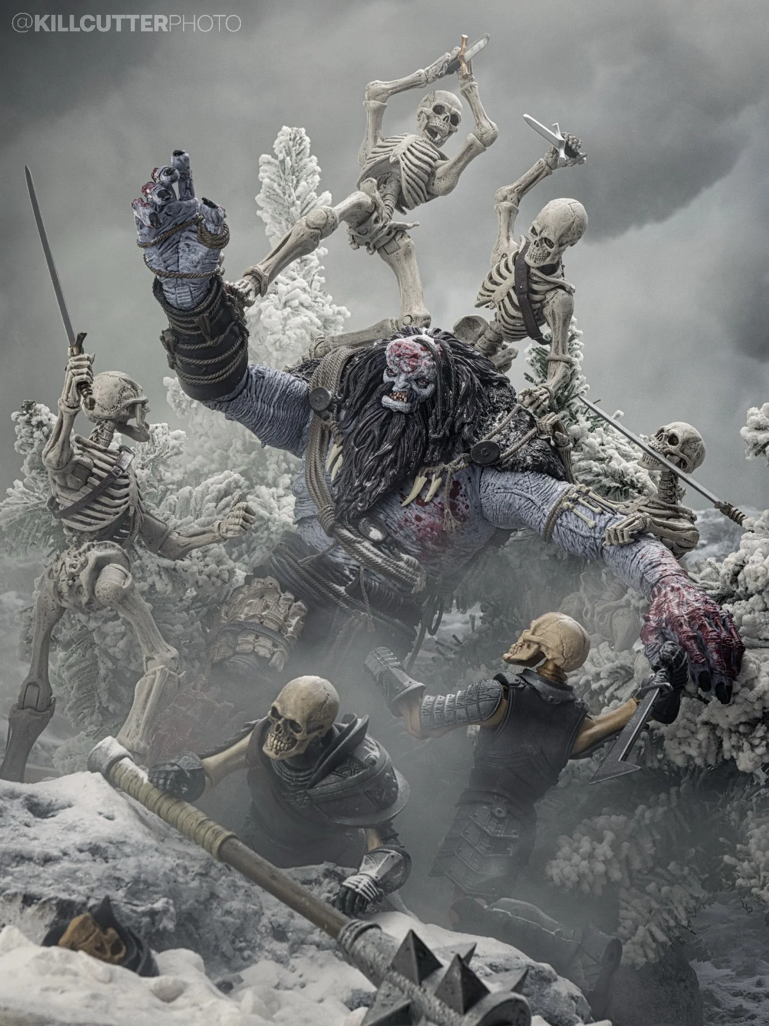 Can one giant defeat an army of the dead? Who do you have winning this fight?

&ldquo;Land of Frost and Fury&rdquo;
I wanted the Ice Giant to look as if he was exploding through the trees as a horde of the undead try to take him down. These snow cove