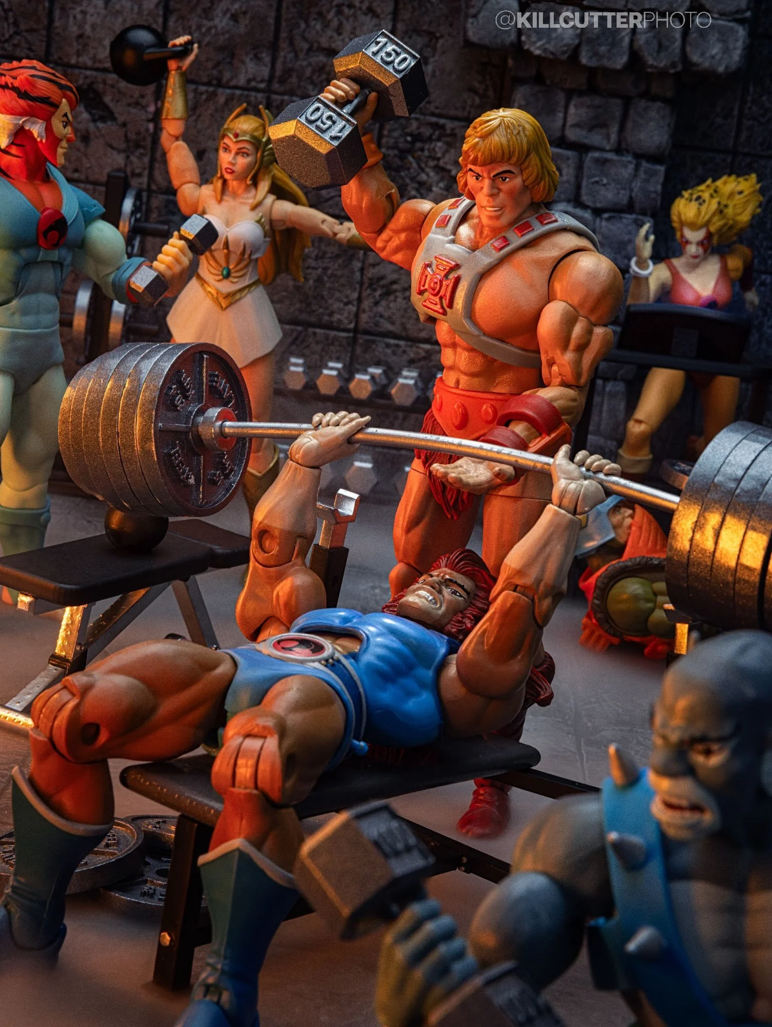 Spotter of the Universe.

&ldquo;Castle Gainskull&rdquo;
After finding these incredible gym props on Etsy, I knew they would make the perfect setting for an epic &rsquo;80s mashup between the Masters of the Universe and ThunderCats crews. 

I used my