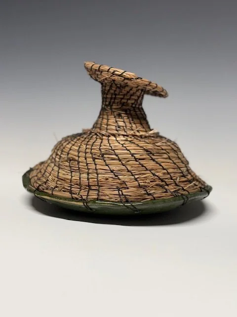 Green Pine Needle Bowl with Lip