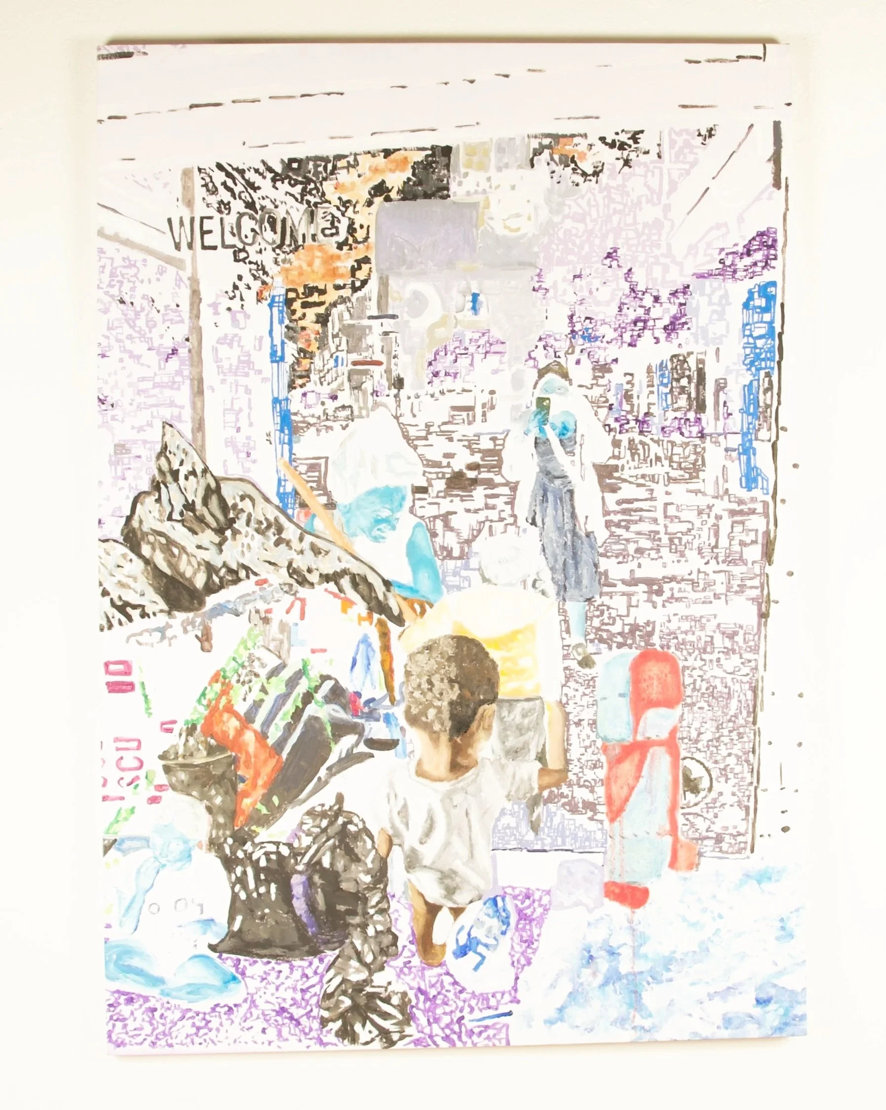 WELCOME, Look through the glass,2022, Oil, Canvas 46x32"