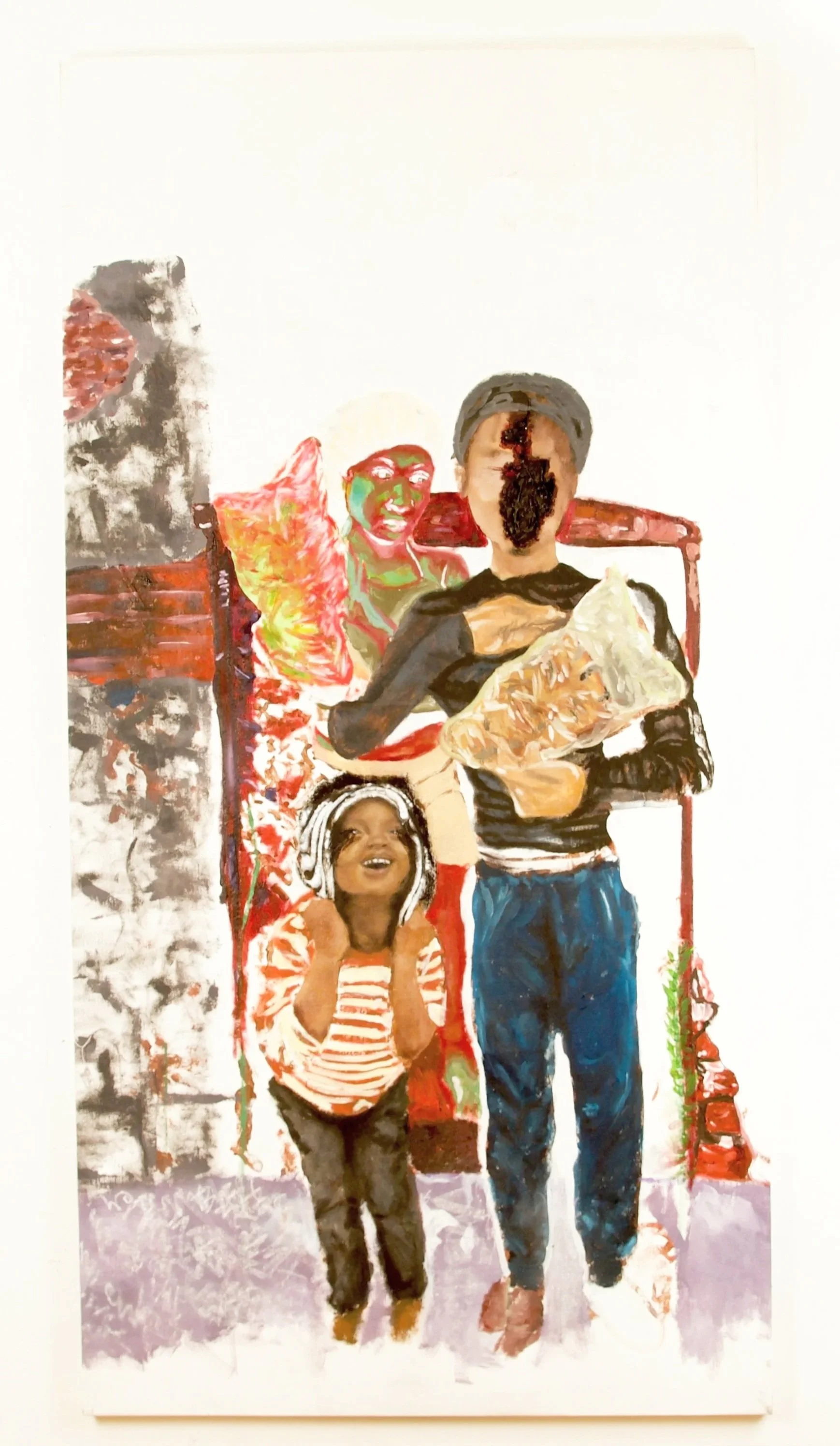 More White,2022, Charcoal, Oil, Canvas 65x33"