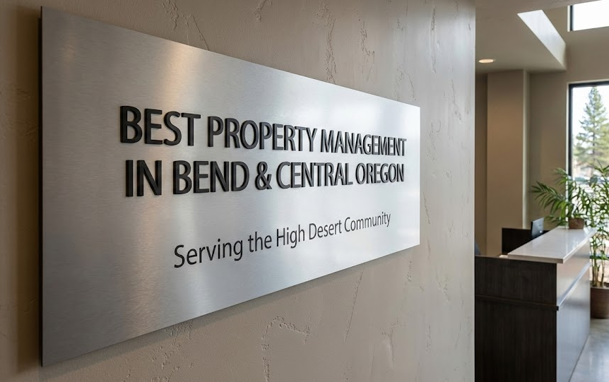 sign of best property management in bend or in an office