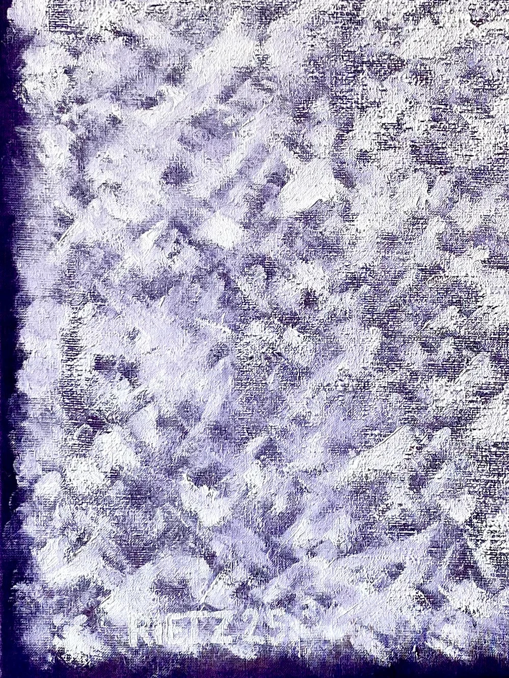250425 details, 2025, 50 × 50 cm, oil and acrylic on raw linen