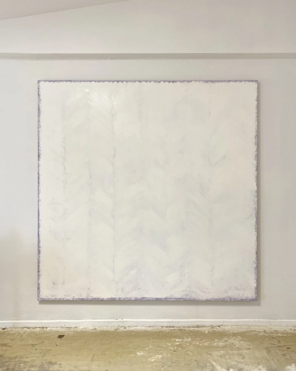 040625 wall view, 2025, 195 × 195 cm, oil and acrylic on raw linen