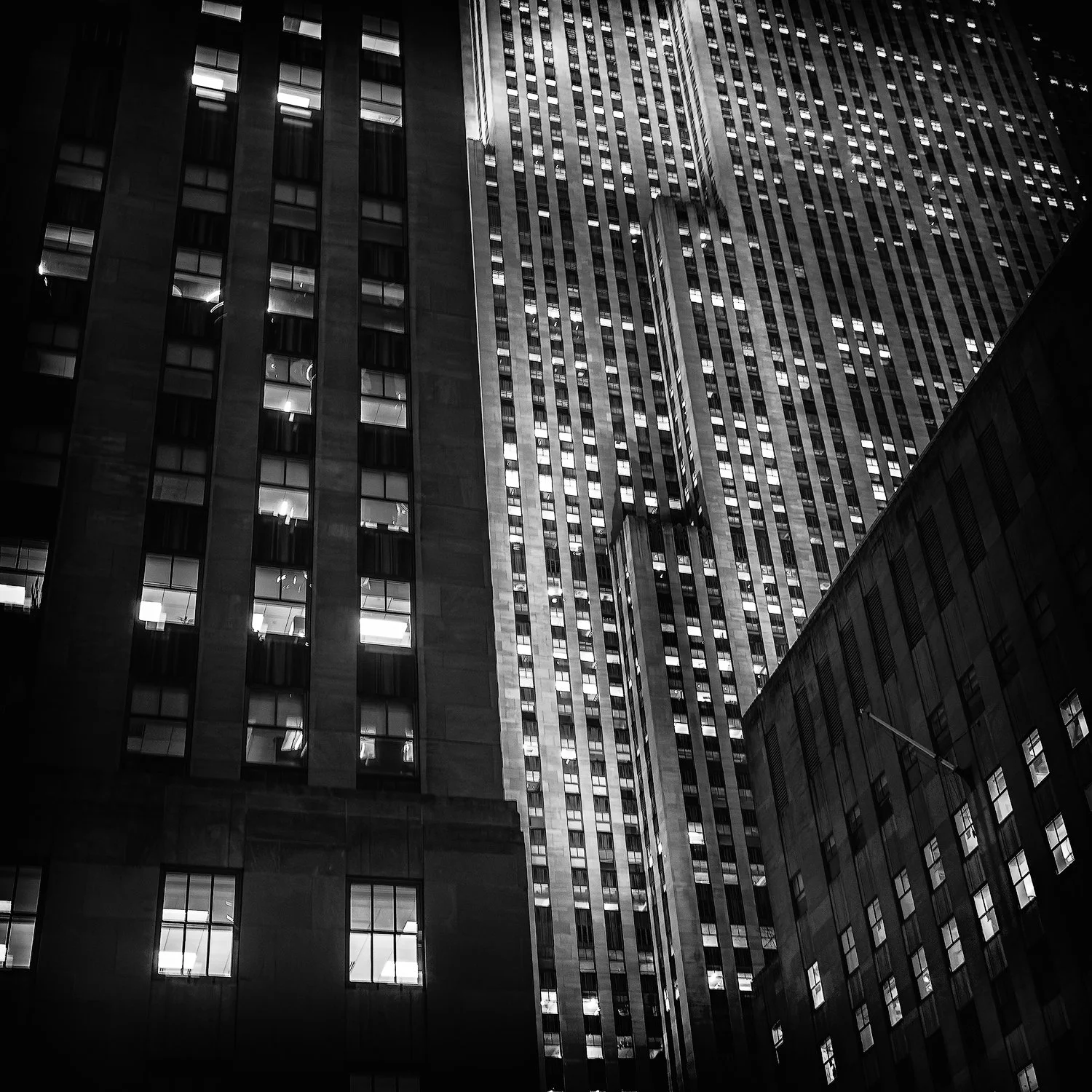 Image of the Rockefeller building at night — NYC.