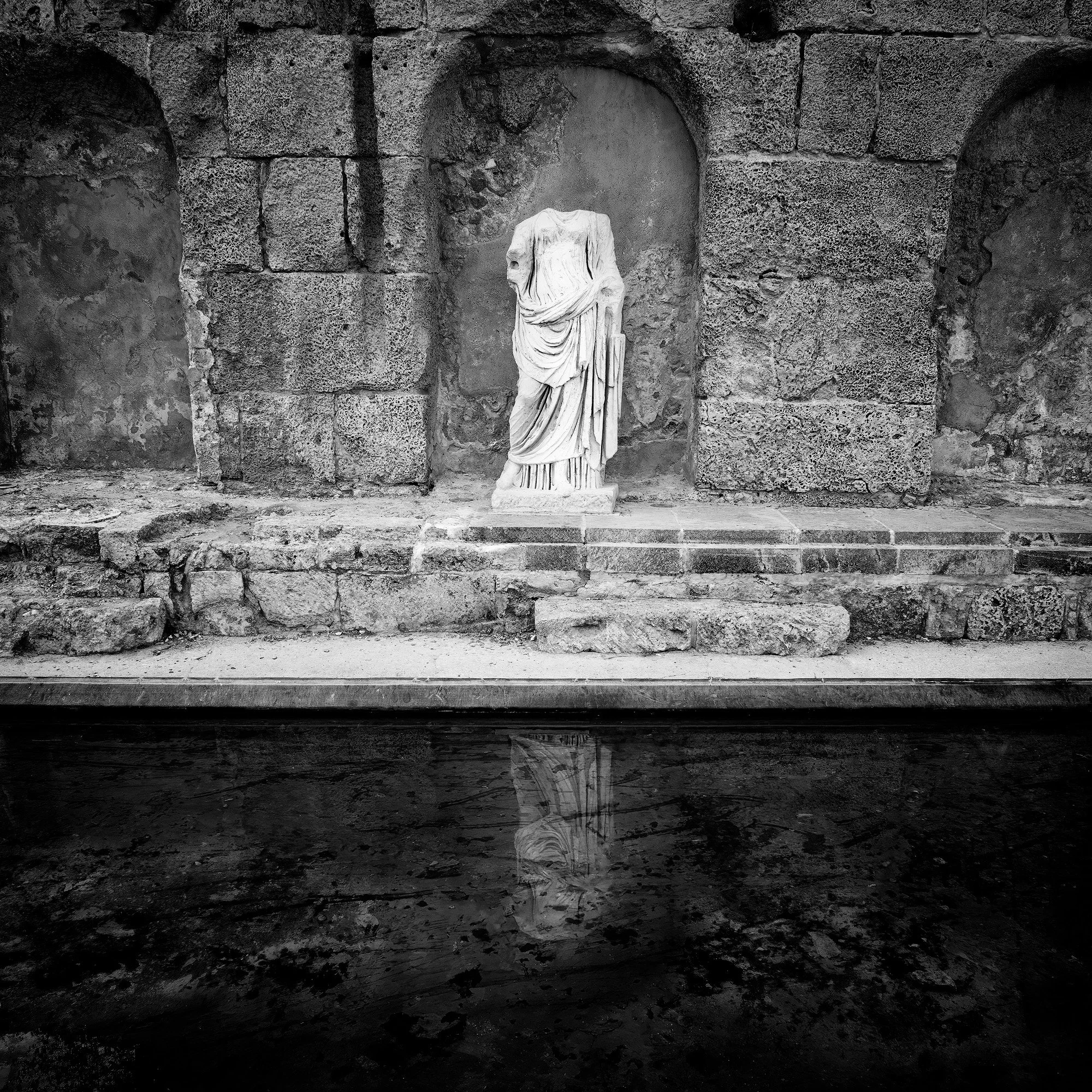  Image of headless statue of a Nymph in the nymphenum in Caesarea. 