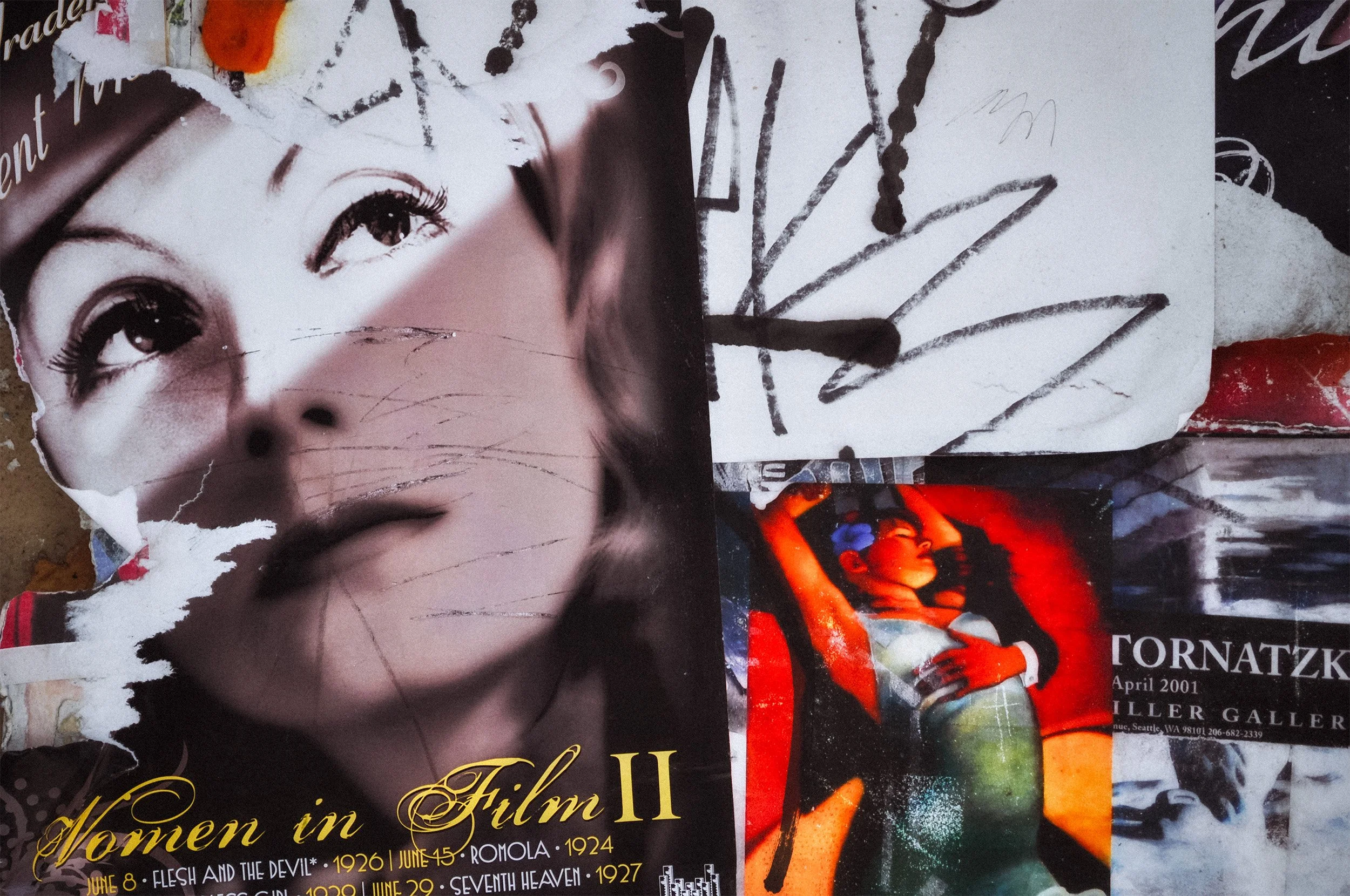 Peeling poster art featuring Greta Garbo.