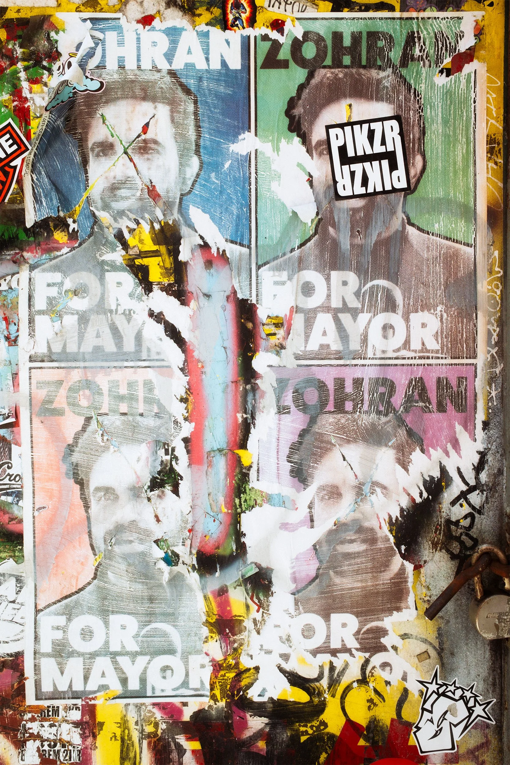 Image of election posters featuring Zohran Mamdani. 