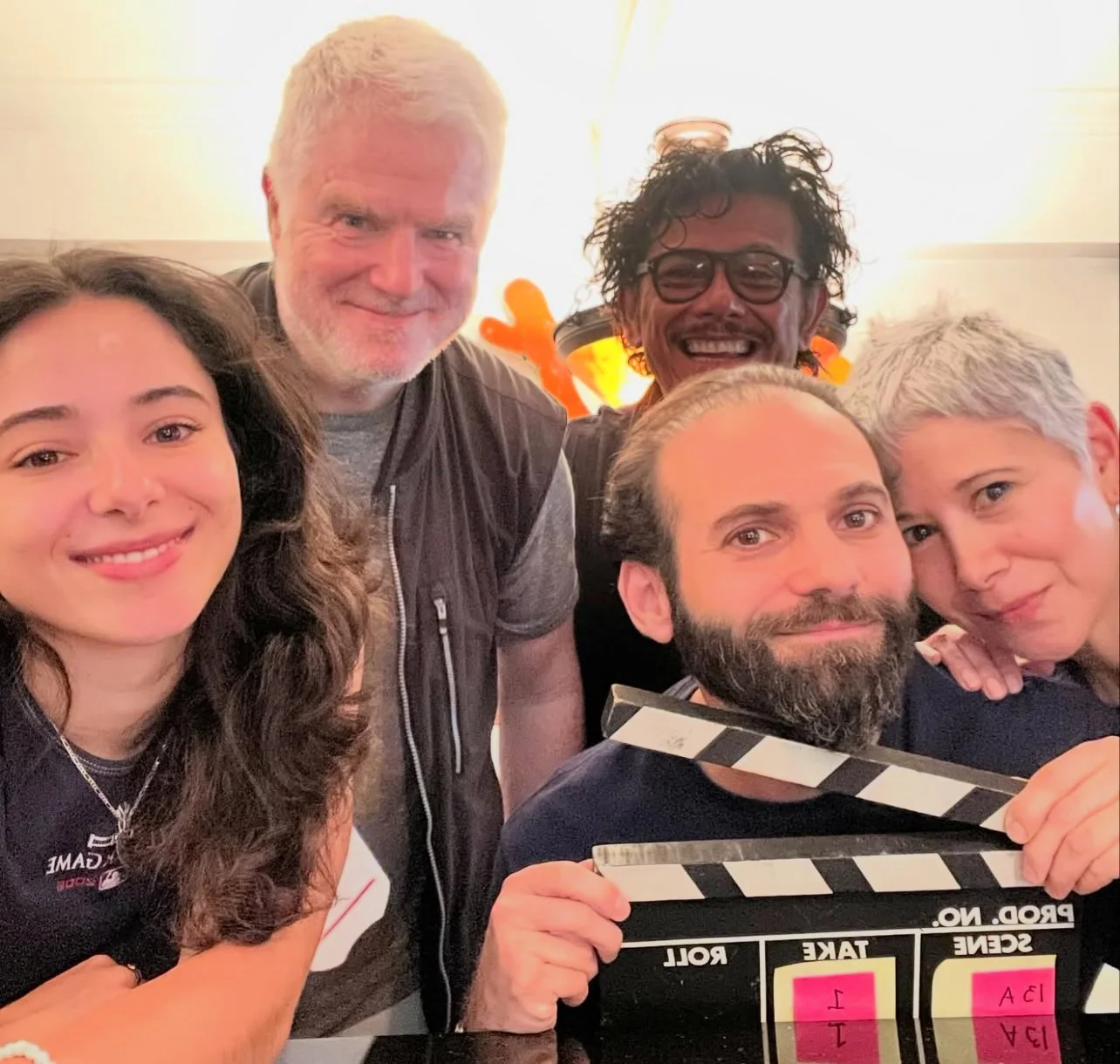 DP Charlotte Keir, Director Andy Keir, Unofficial Hair & Makeup Consultant Edward St. George, Youssef (Fady Kerko) and Xena (writer/producer Gina Jarrin).