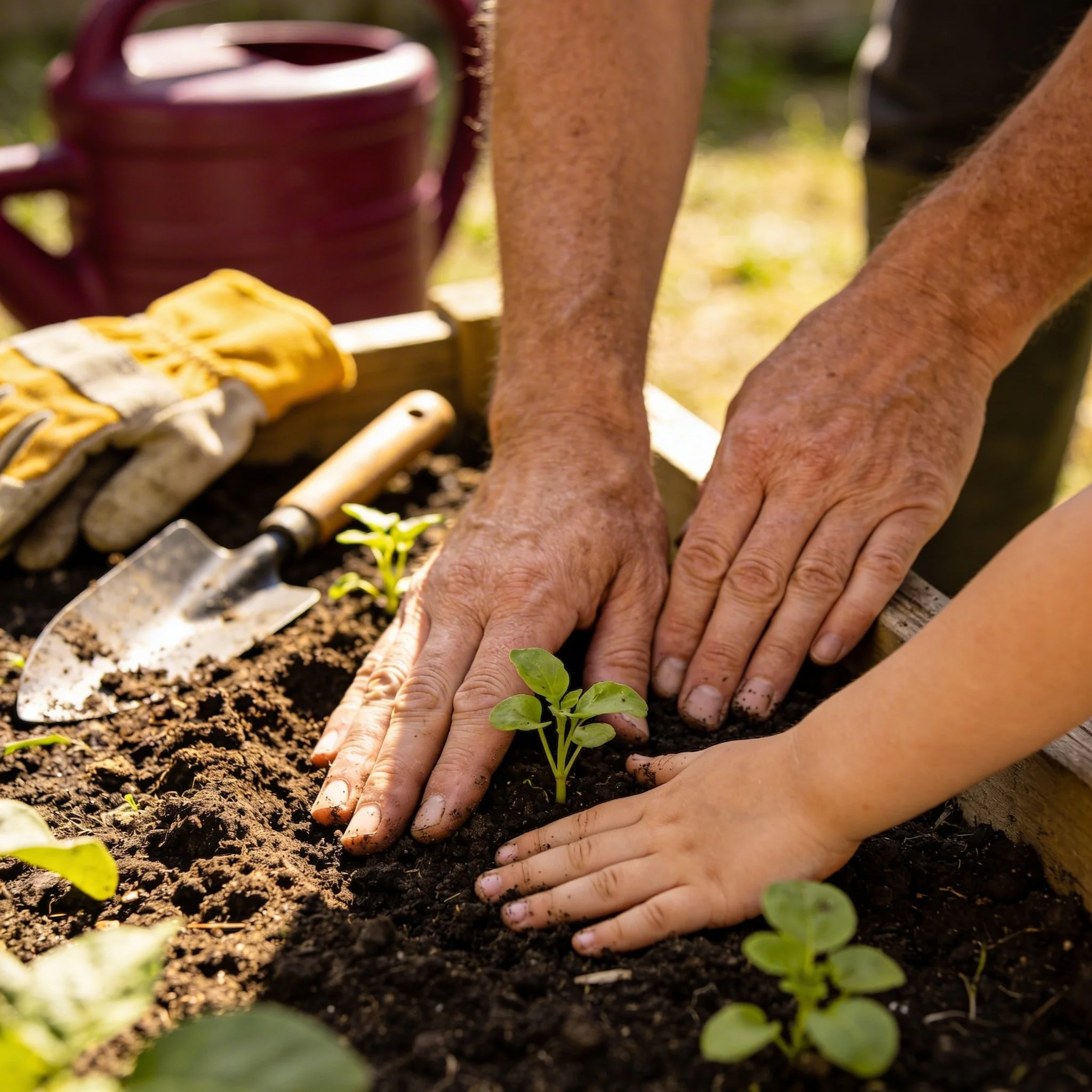 Working in the Garden with a child