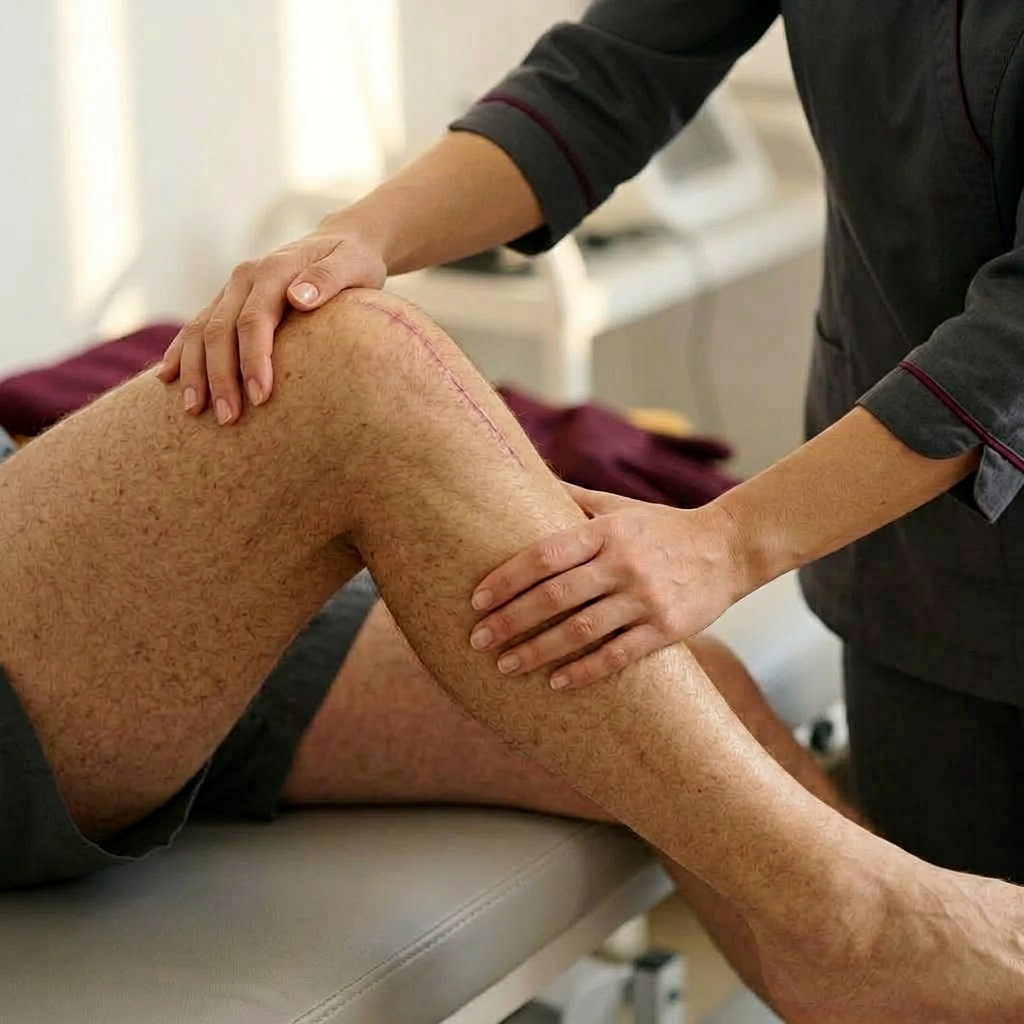 Female Physical Therapist Post Surgical Knee.