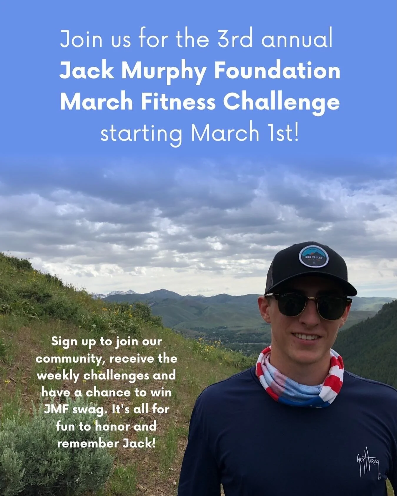 The third annual Jack Murphy Foundation March Fitness Challenge is almost here! We are excited to continue this tradition of honoring Jack during his birthday month by focusing on fitness, the outdoors, and community.
The month-long challenge kicks o