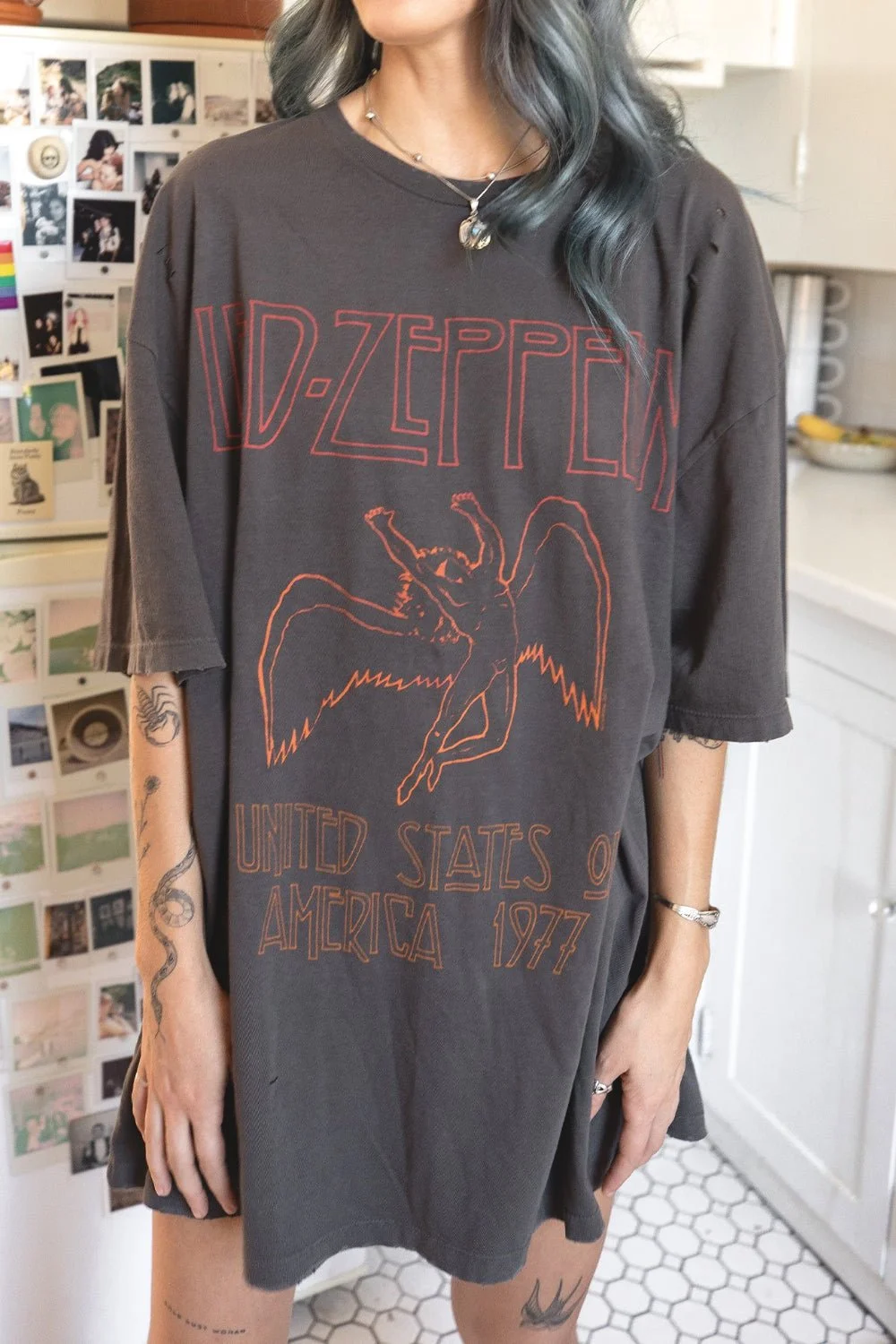 led zeppelin t shirt dress Led Zeppelin 1977 Oversized Tee Dress