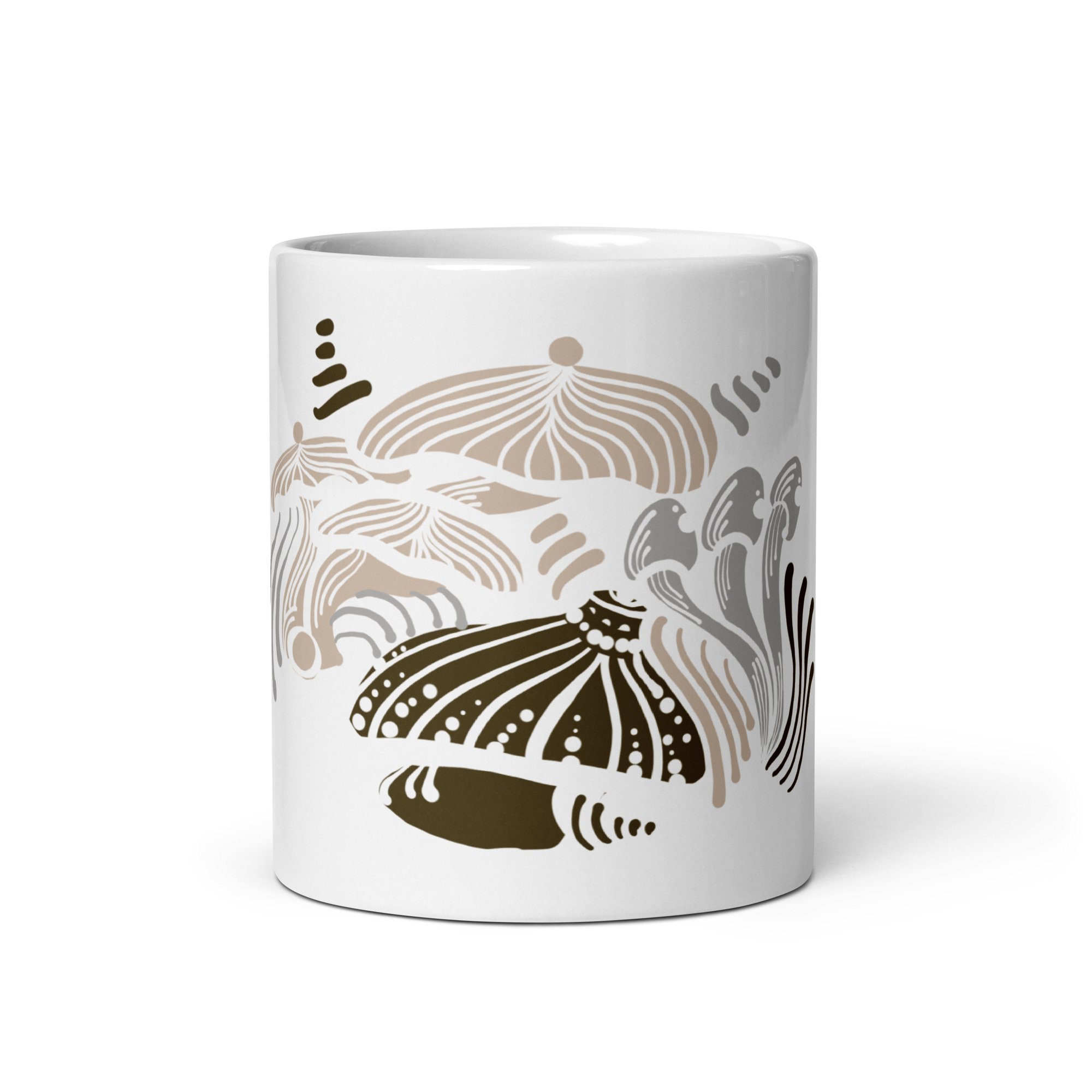 White glossy mug /Mushrooms