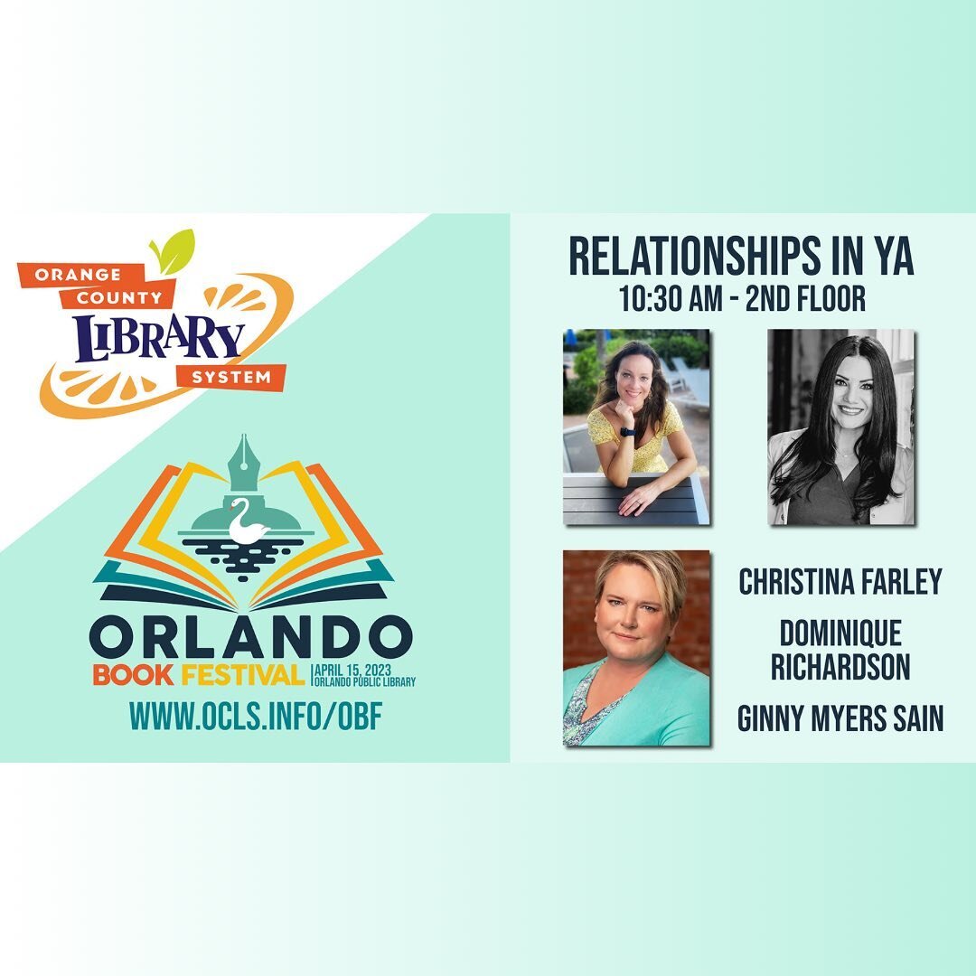 I&rsquo;ll be hanging out in Orlando tomorrow&hellip;want to join me? Check out the #Orlandobookfestival and come hang out with me, @christinalfarley, @ginnymyerssain, and @ohyouread while we discuss one of my favorite topics Relationships in Young A