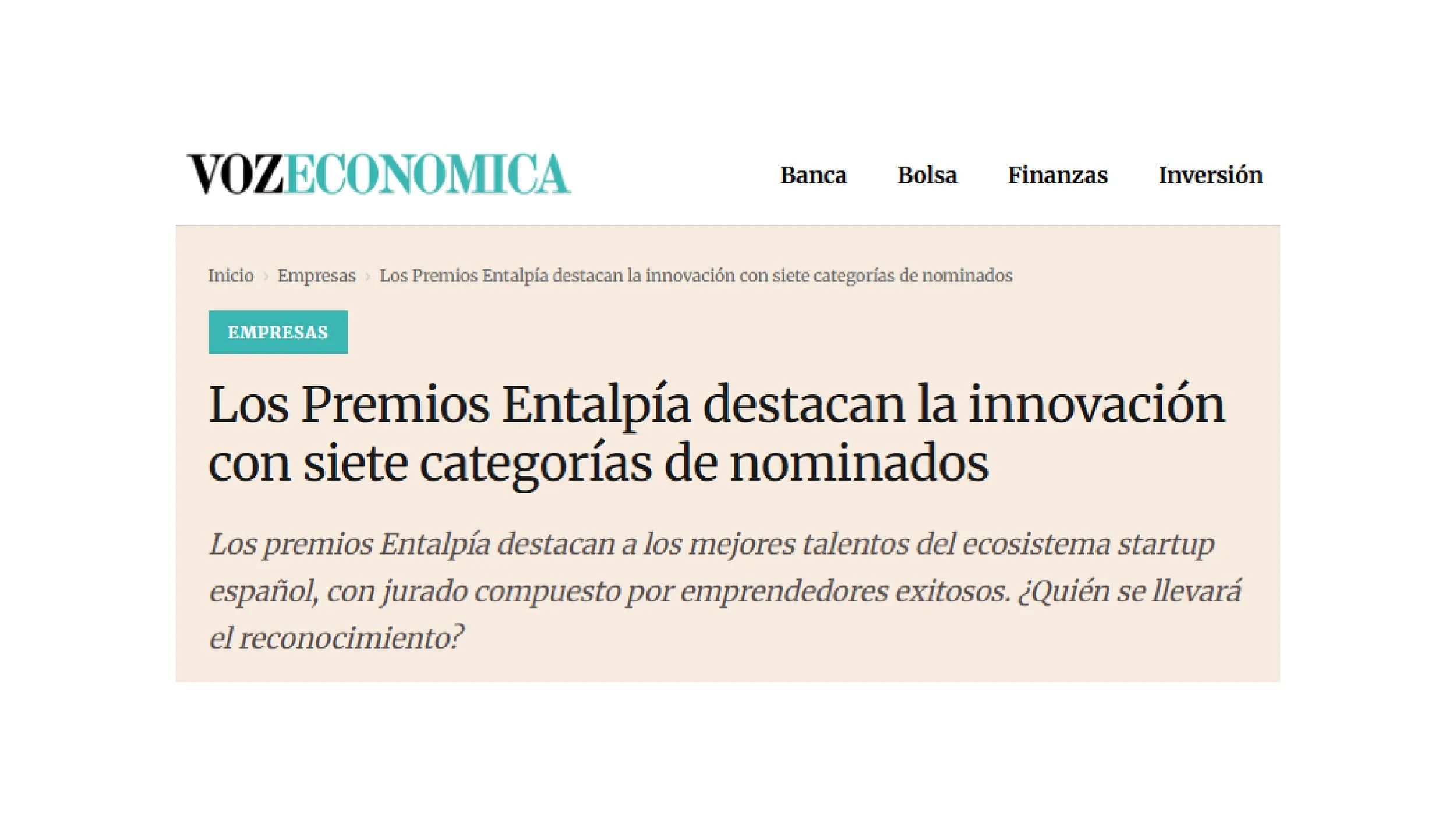 Los Premios Entalpía destacan la innovación con siete categorías de nominados