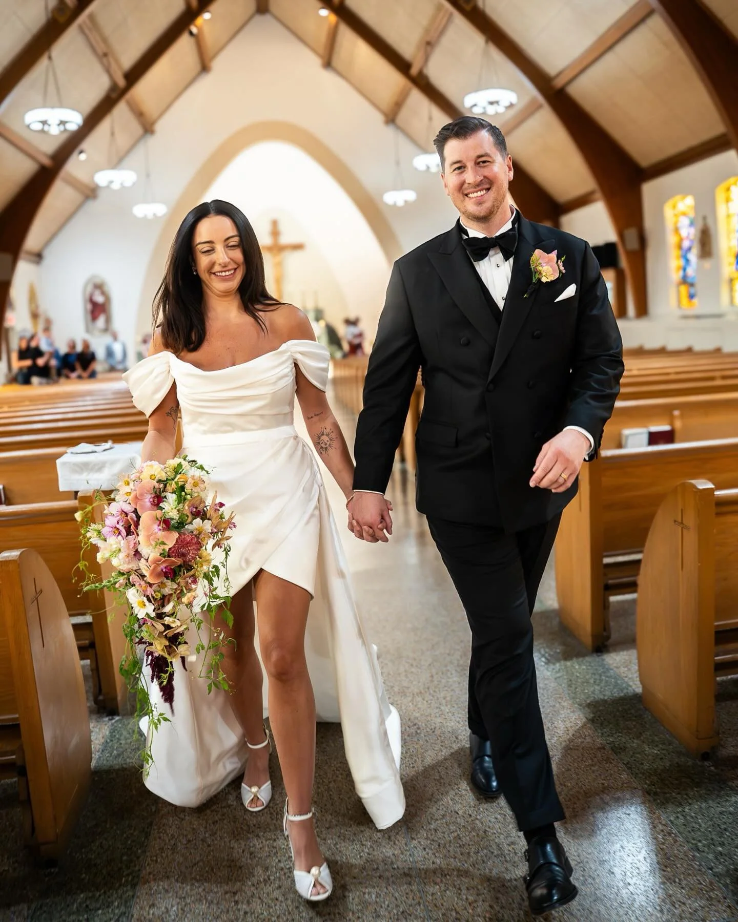 an intimate church wedding ceremony in upstate new jersey with family for nicole and patrick 💝🫂👰🏻&zwj;♀️ 

@nicrose___  is a fantastic florist and owner of @__yougrowgal, so heavy emphasis on this stunnningggg bouquet 💐

-
keywords: nj wedding p
