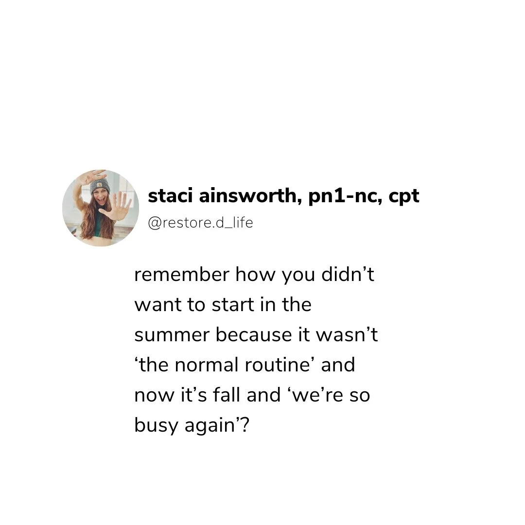 this isn&rsquo;t about shame or guilt. this is just about accepting what is true. 

and that is &hellip; it will never feel like &lsquo;the right time.&rsquo; 

summer? well, our routine is changing and we&rsquo;re not home to get meals prepped and i