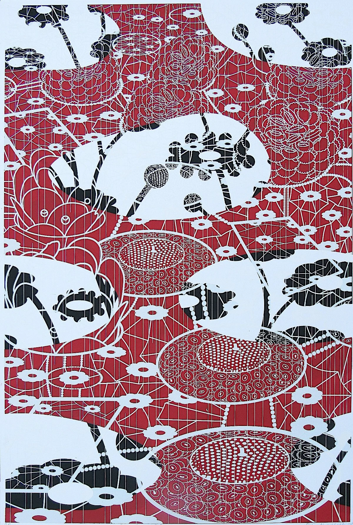 Sea Rain Flowers red, silkscreen in 3 colors, edition 12, 60 x 90 cm