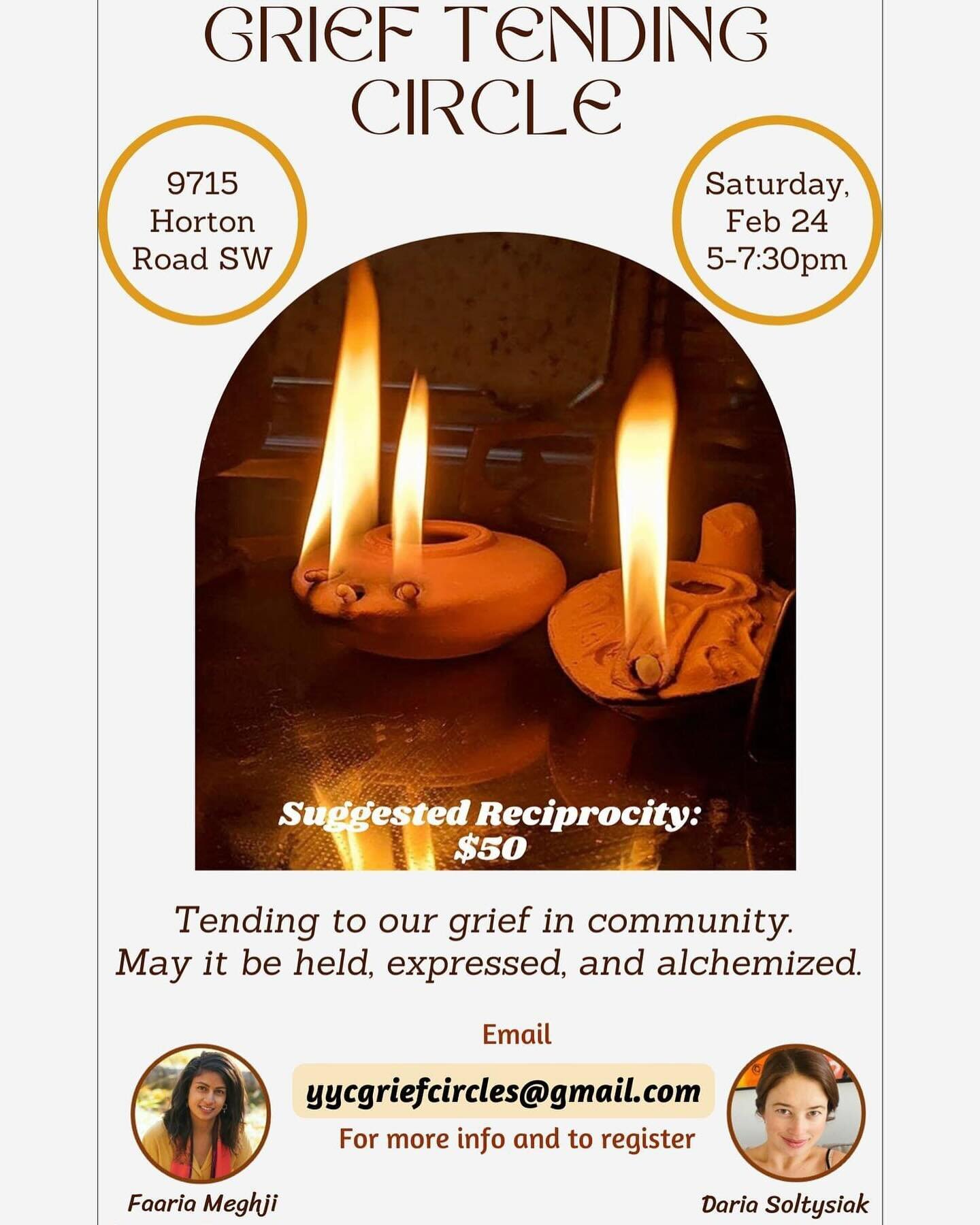From Faaria @therapywithfaaria 

Inviting you and any clients you feel may benefit from a grief tending circle. I&rsquo;m really feeling into the need to de-stigmatize  grief and create space for it to be held in community. Open to all types of grief