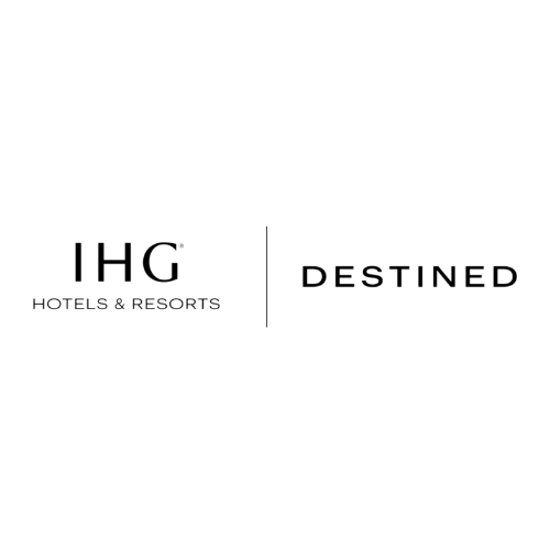IHG Hotels & Resorts logo with the word "Destined" on a black background.