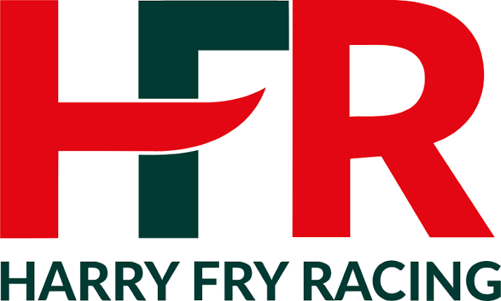 Harry Fry Racing logo with stylized red and dark green HFR initials above the text "HARRY FRY RACING"