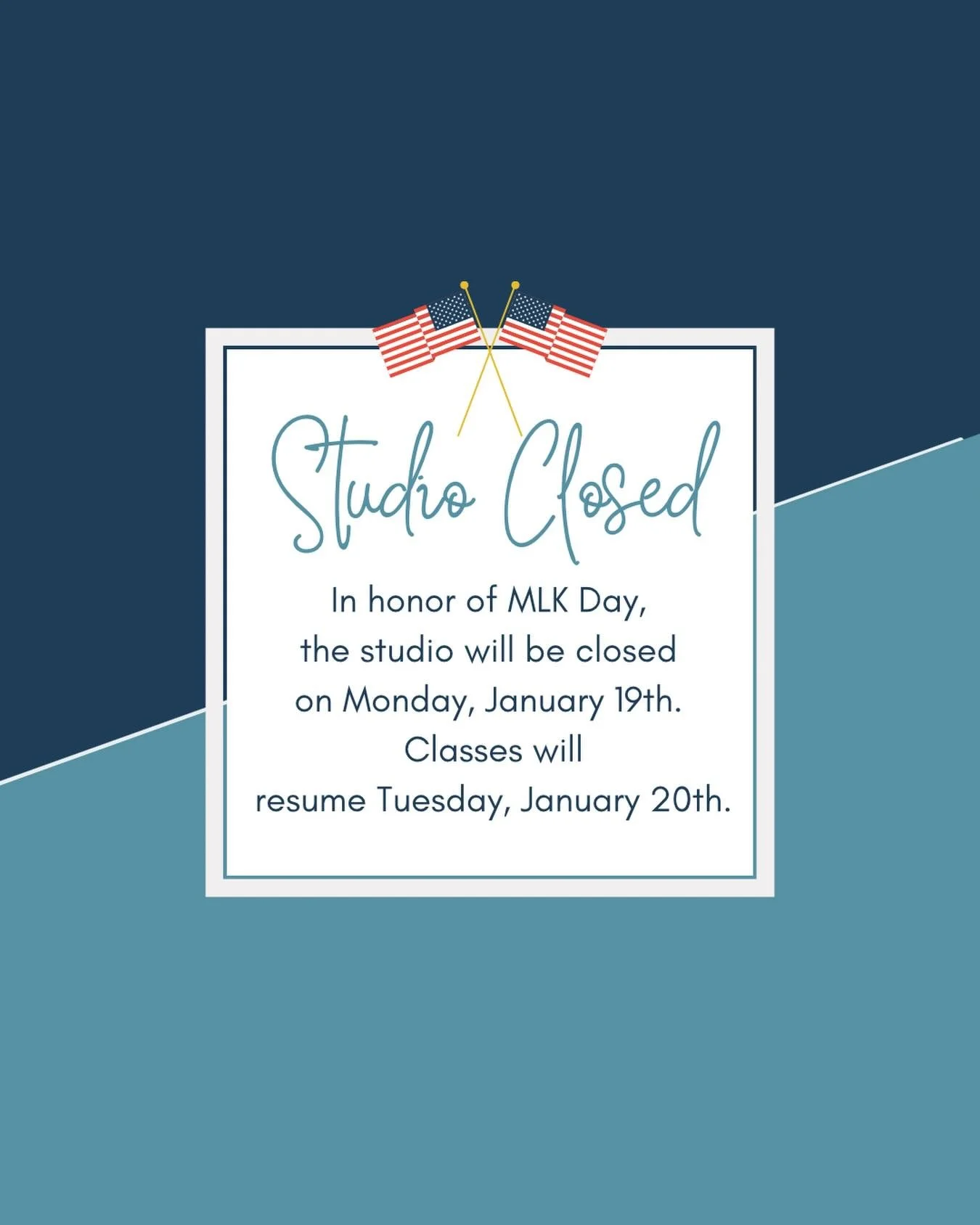 ✨ No classes on Monday 1/19! Enjoy your long weekend! ✨