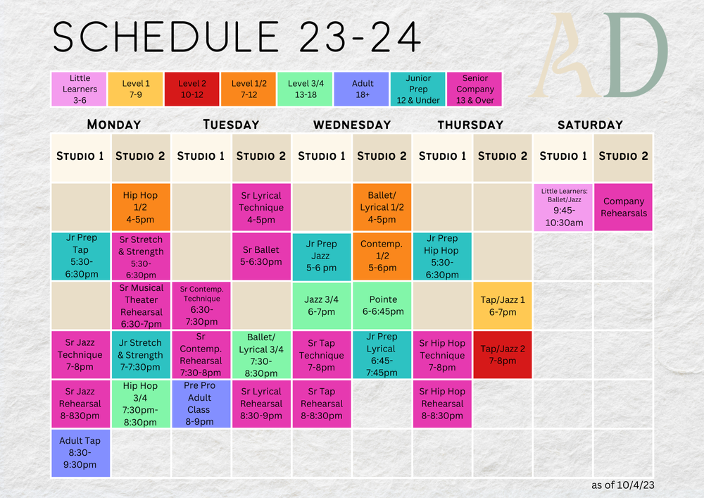 Schedule — Alliance Dance Studio