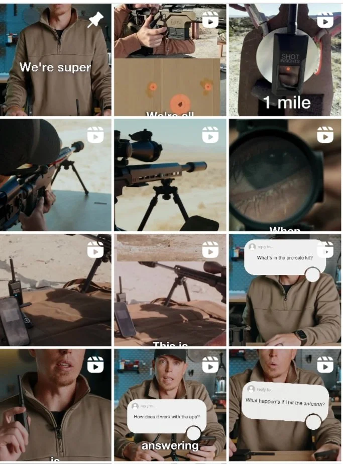 Grid of Shot Insights social media videos created by Hummingbird Media Productions