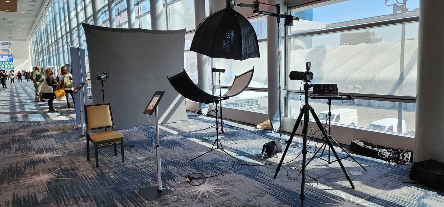 Professional Headshot set up in a hotel in Irvine