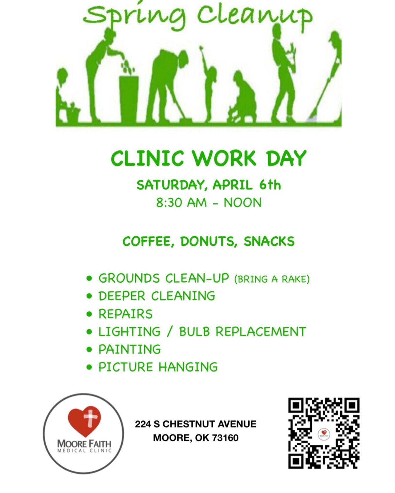 Clinic work day is coming up! We could use some help from a small group or two&mdash;especially with outside beautification around our building. Please text Dave at 405-312-6363 for more information. #loveyourneighbor #moorestrong #partnership #commu
