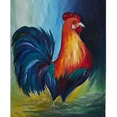 Join @thepartybrush on Thursday, 6/1 at K-HOUSE Karaoke Lounge &amp; Suites in Ithaca for a fun night painting with this colorful Rooster Painting! 

Cost of event is $35/ person and includes all supplies, materials, and approximately 2 hours of step