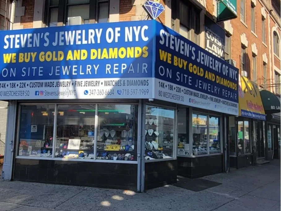 Image of Steven’s Jewelry store front in the Bronx, New York