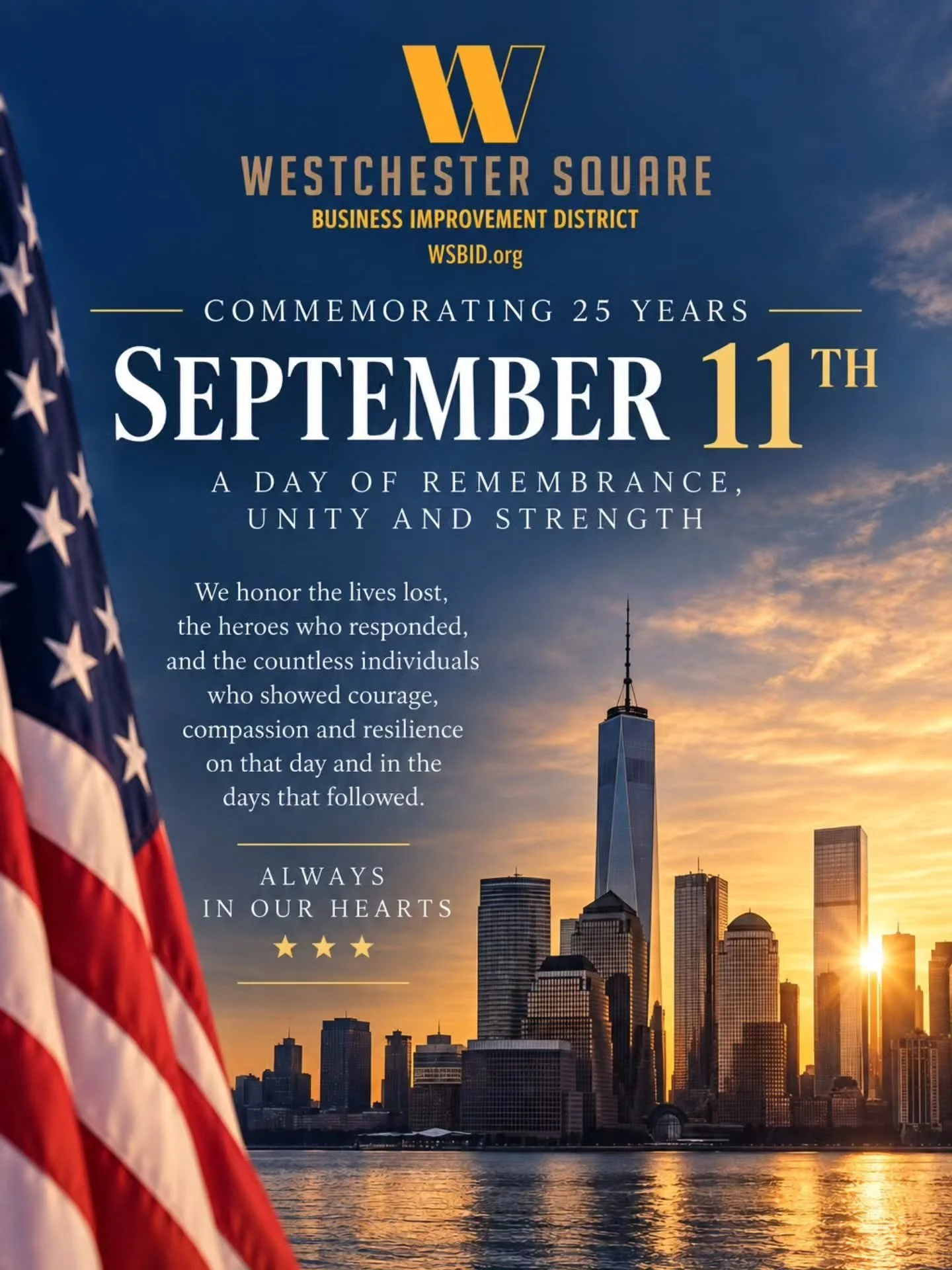 Today, we pause to remember the lives lost on September 11, 2001, and to honor the brave first responders, heroes, families, and countless individuals forever impacted by that day.
Twenty-five years later, we continue to carry their memory with us an