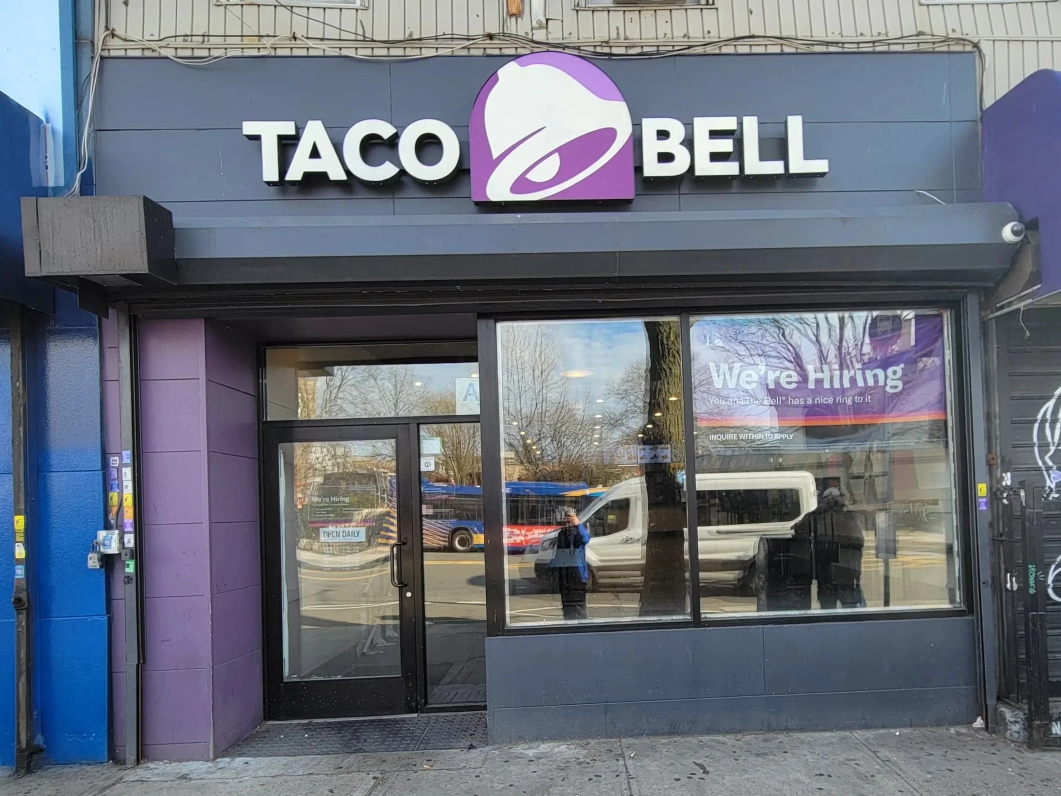 Image of Taco Bell store front in the Bronx, New York