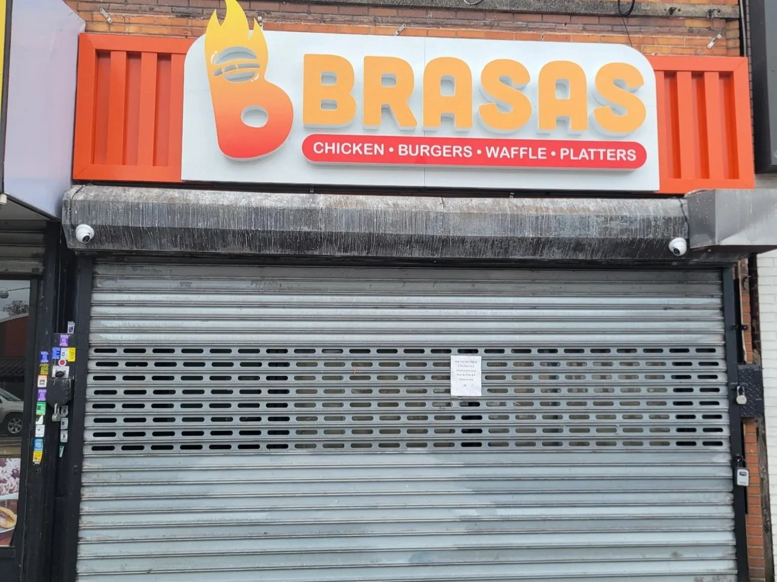 Image of Brasas store front in the Bronx, New York