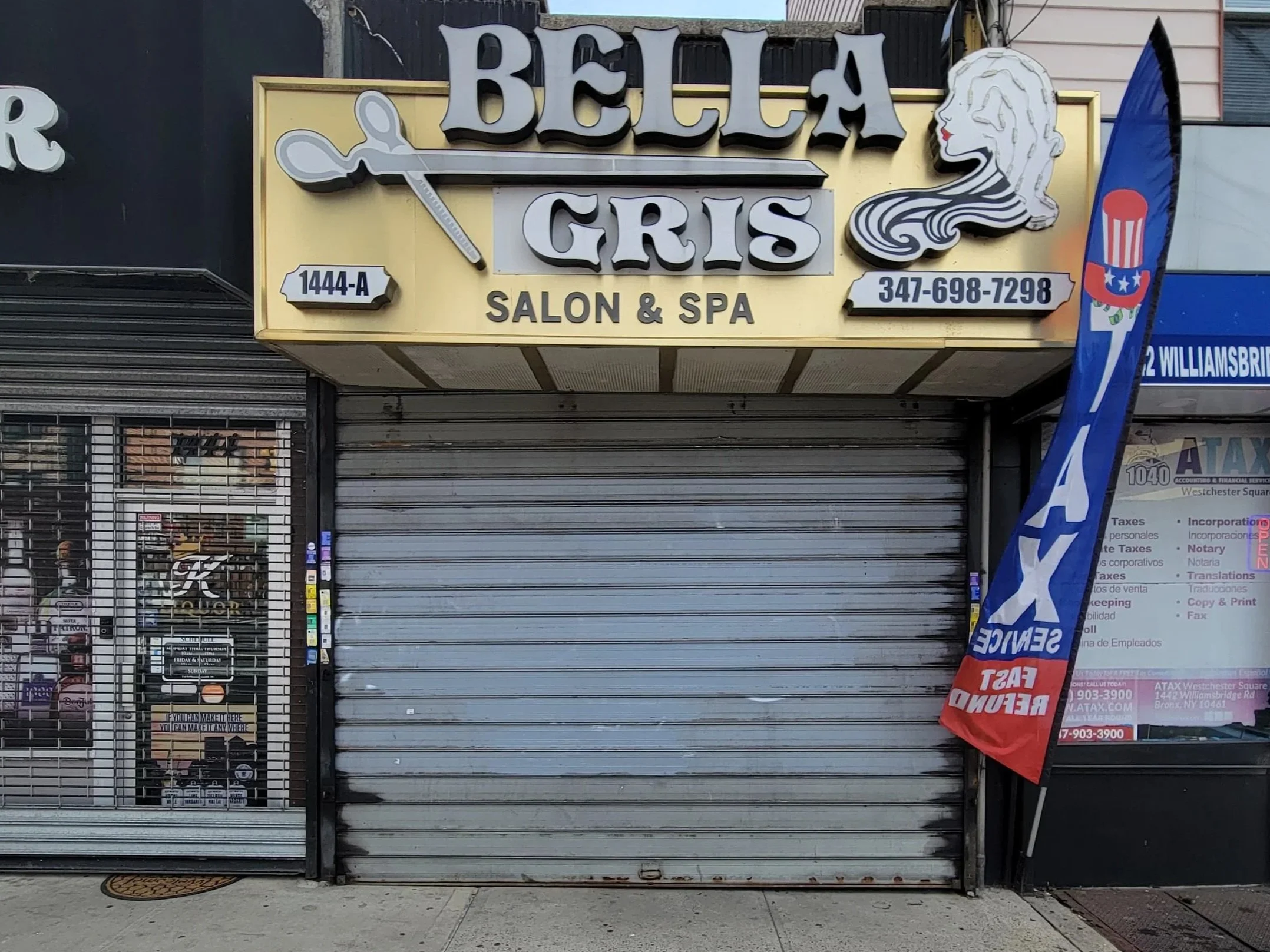 Image of Bella Gris salon store front in the Bronx, New York