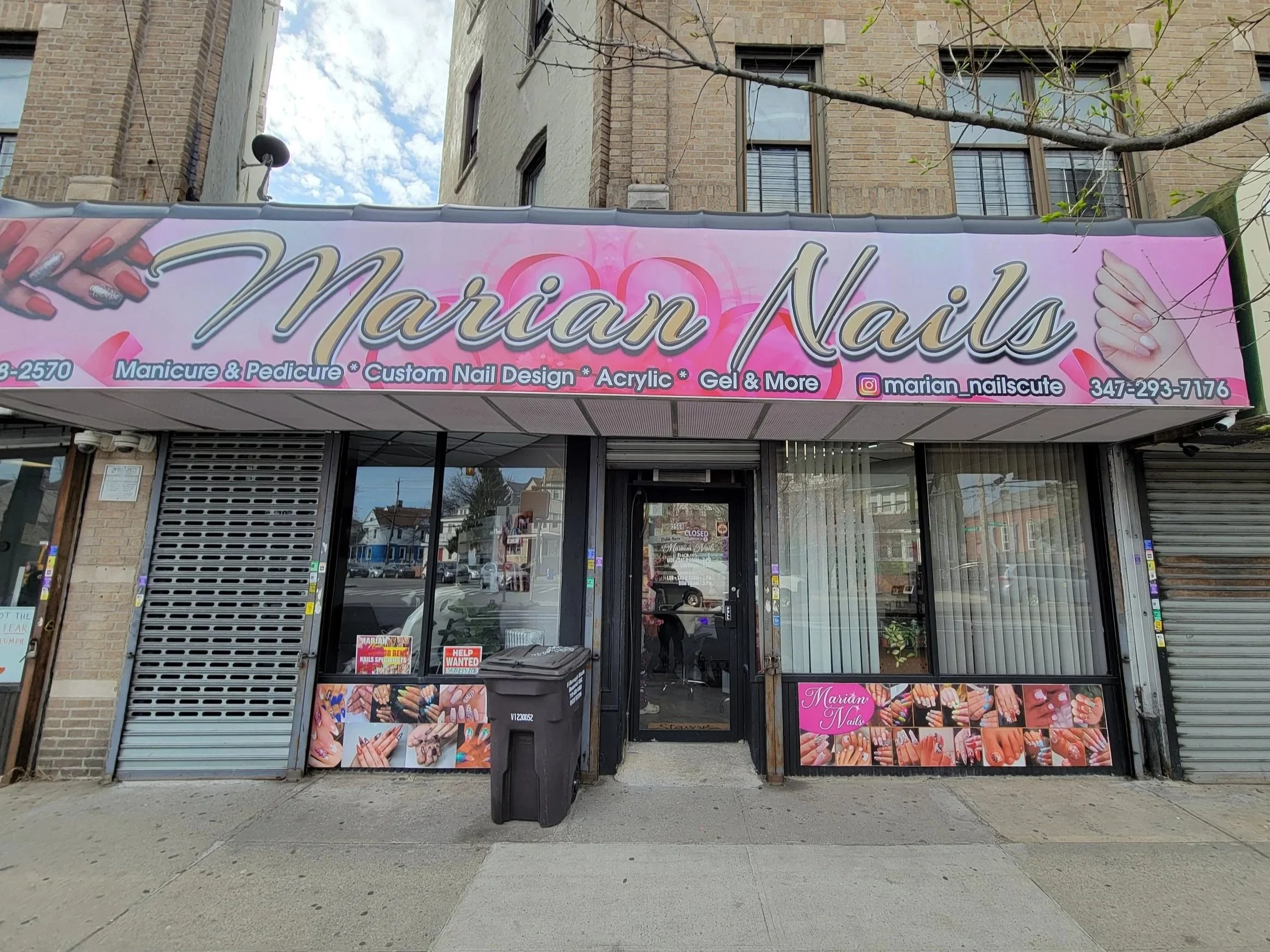 Image of Marian Nails store front in the bronx New York
