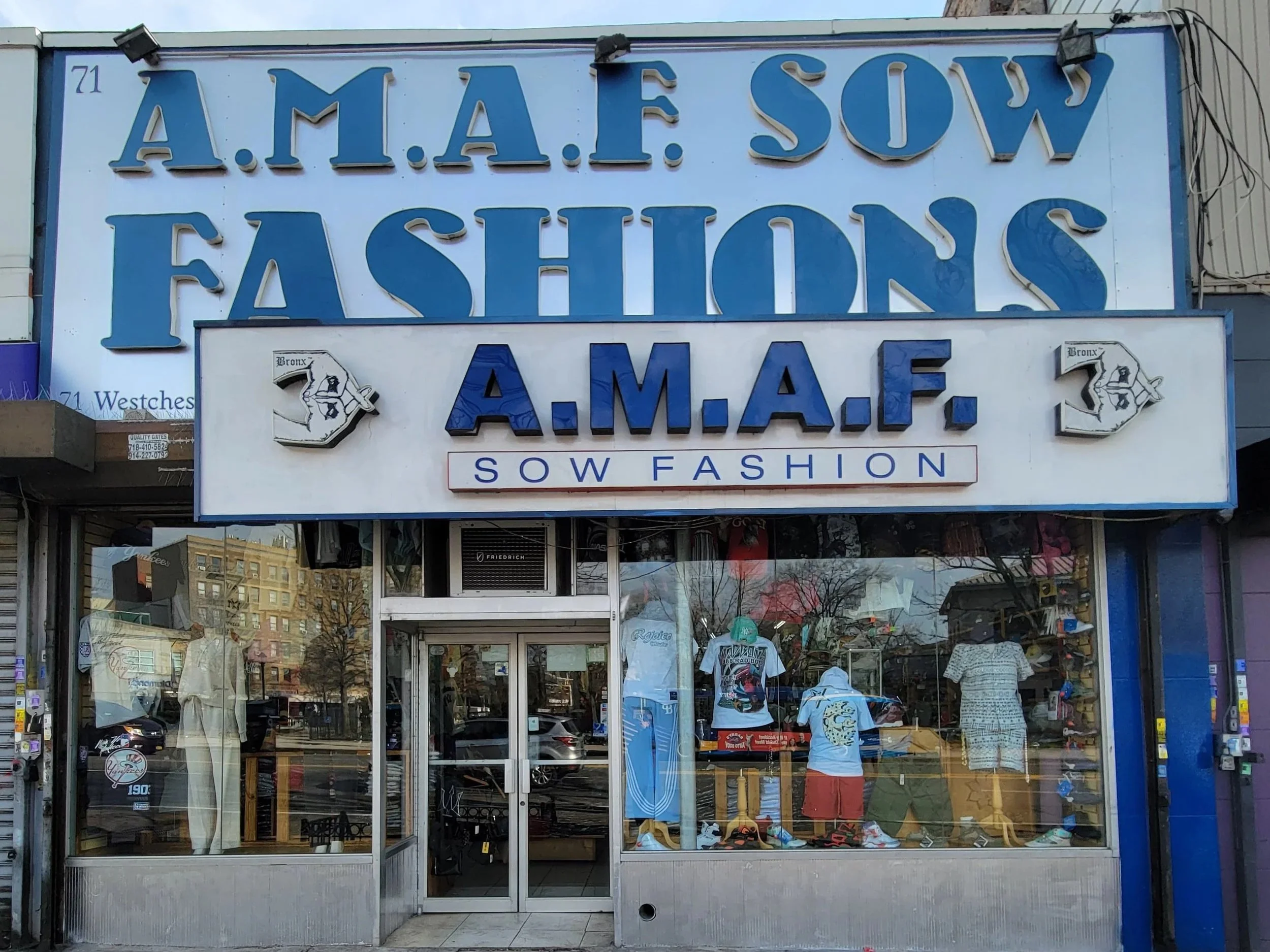 Image of A.M.A.F. Show Fasions store front in the Bronx, New York