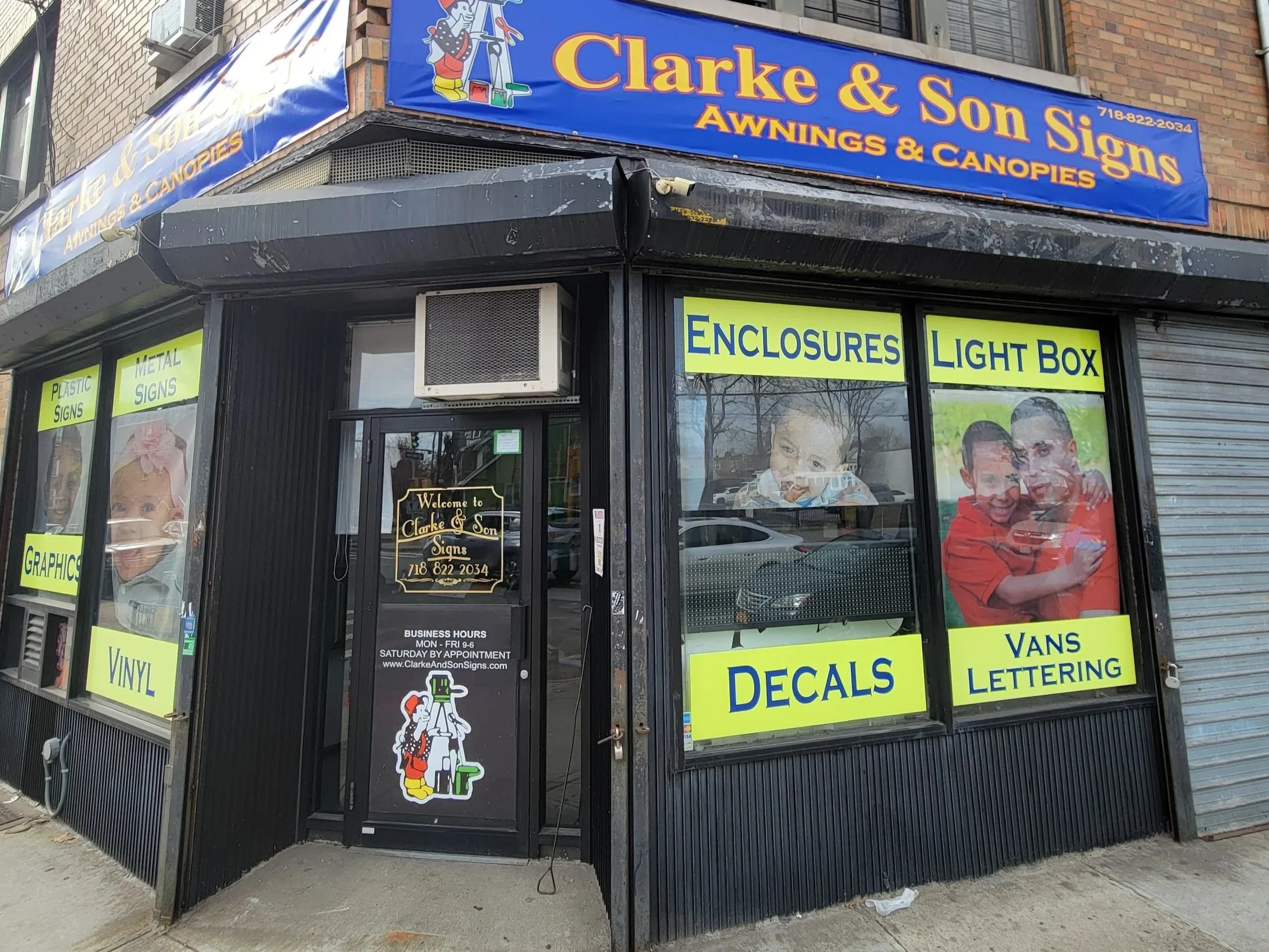 image of Clarke and Son store front in the Bronx, New York